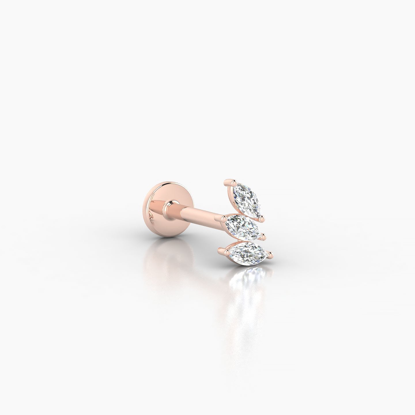 Melia | 18k Rose Gold 5.5 mm 8 mm Trilogy Diamond Right Piercing
