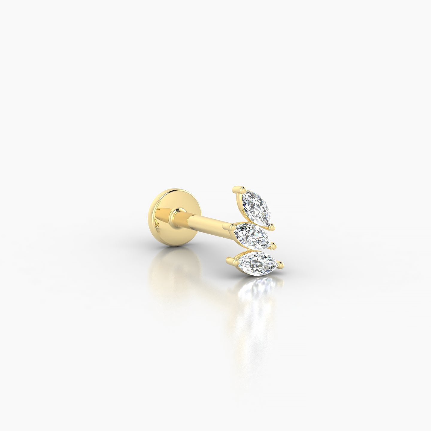 Melia | 18k Yellow Gold 5.5 mm 8 mm Trilogy Diamond Right Piercing