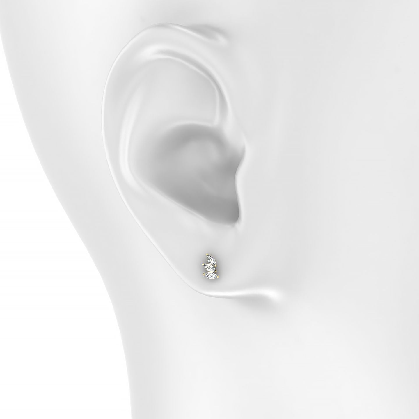 Melia | 18k Yellow Gold 5.5 mm 8 mm Trilogy Diamond Right Piercing