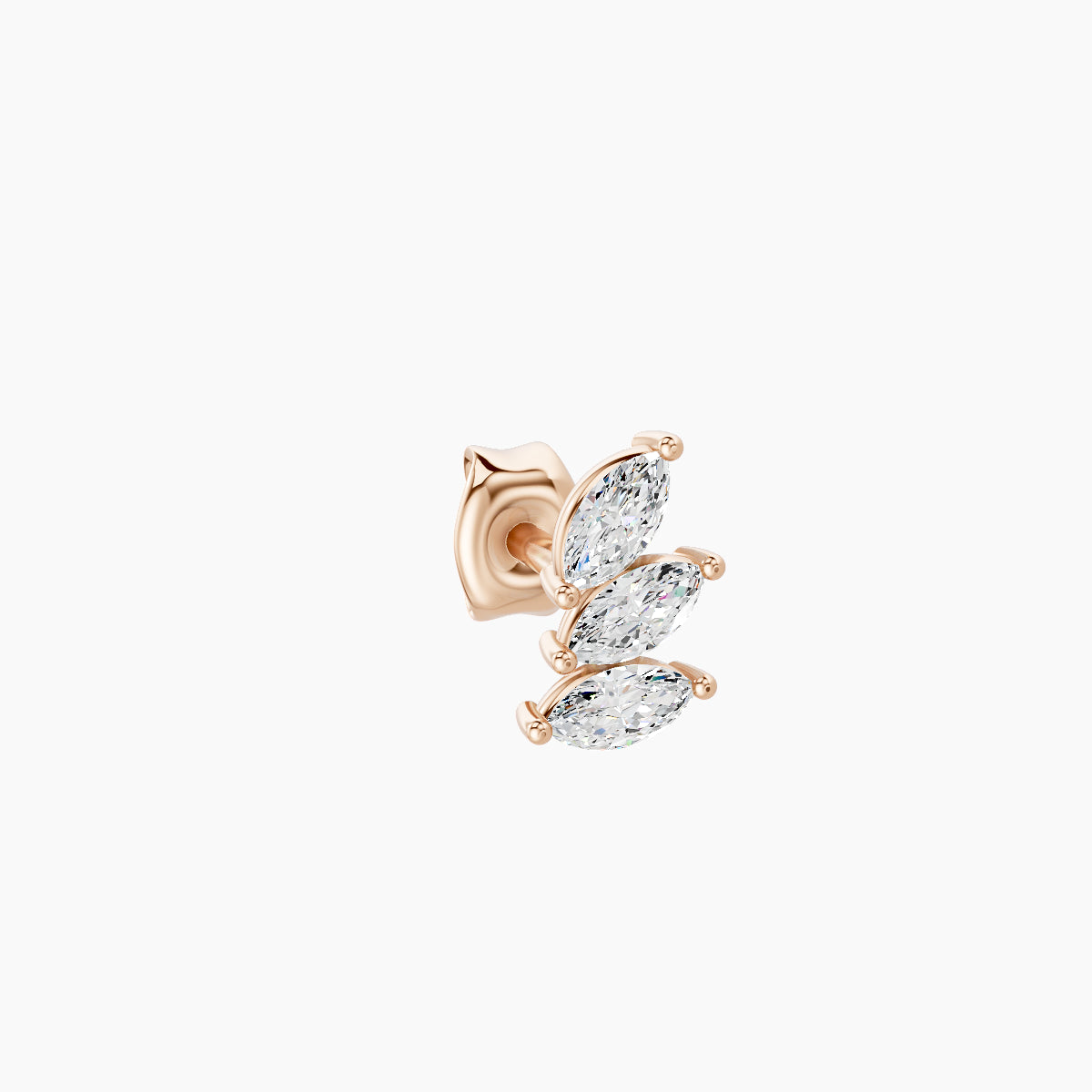 Melia | 18k Rose Gold 5.5 mm Trilogy Diamond Left Earring