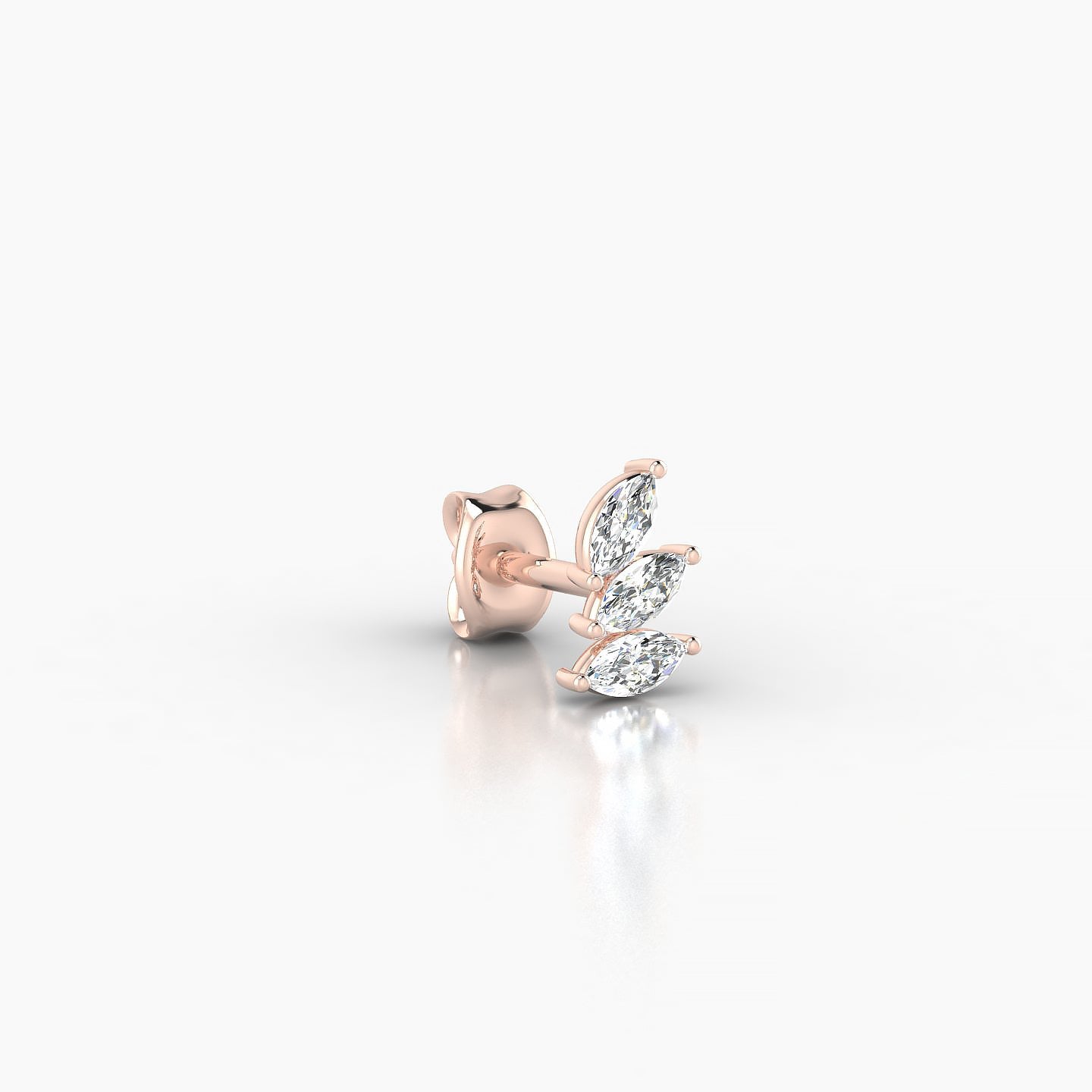 Melia | 18k Rose Gold 5.5 mm Trilogy Diamond Left Earring