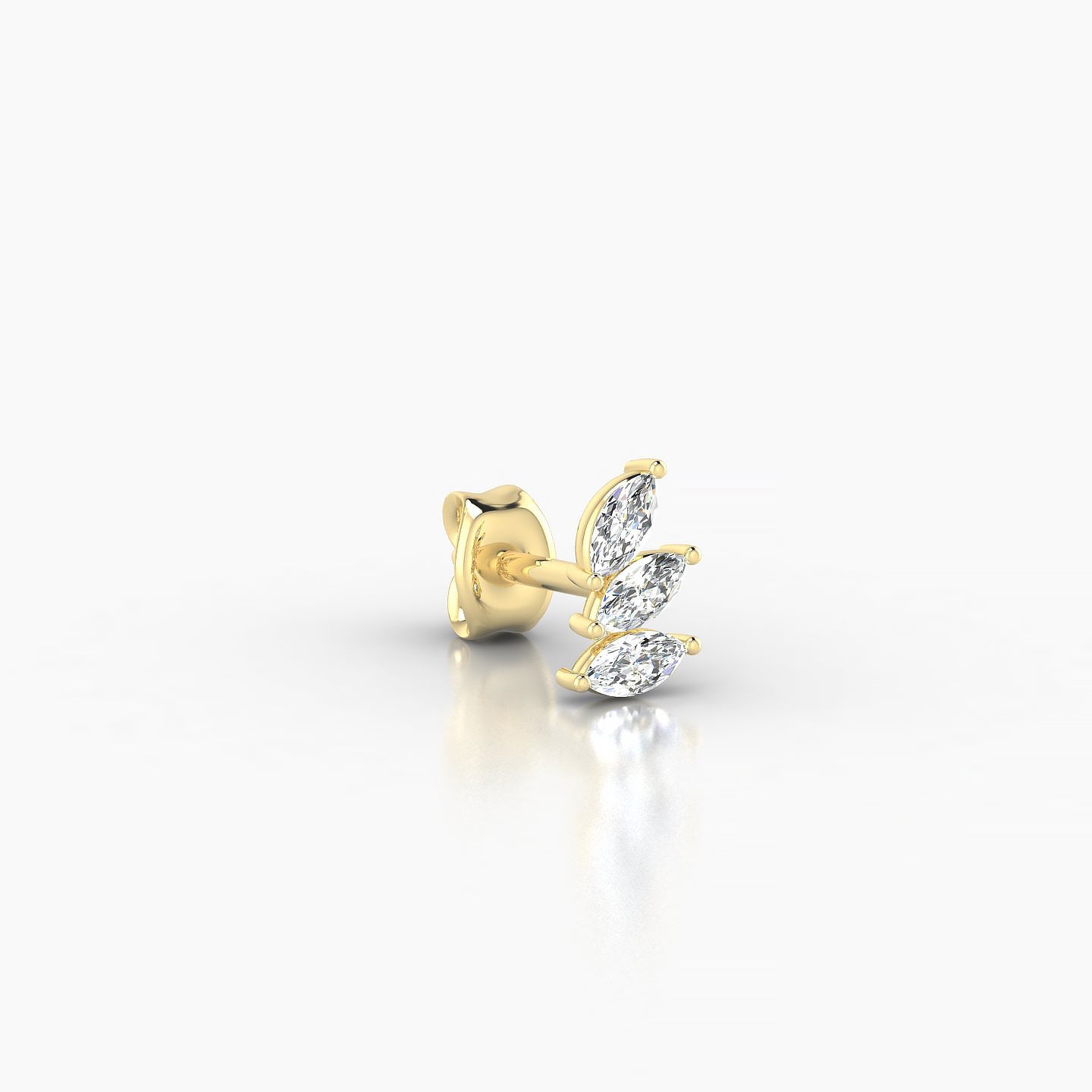 Melia | 18k Yellow Gold 5.5 mm Trilogy Diamond Left Earring