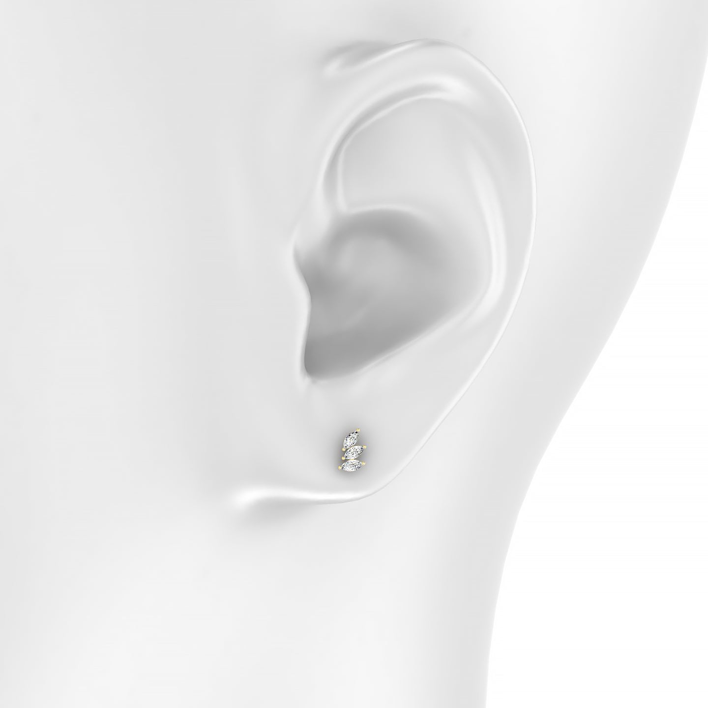 Melia | 18k Yellow Gold 5.5 mm Trilogy Diamond Left Earring