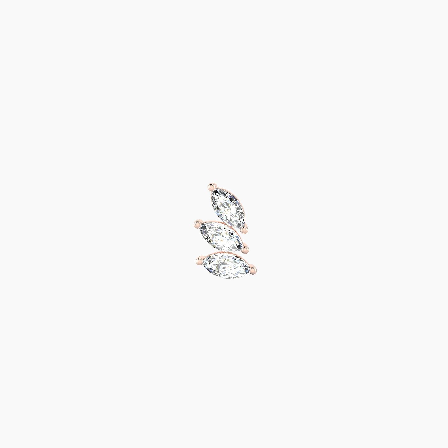 Melia | 18k Rose Gold 5.5 mm Trilogy Diamond Right Earring