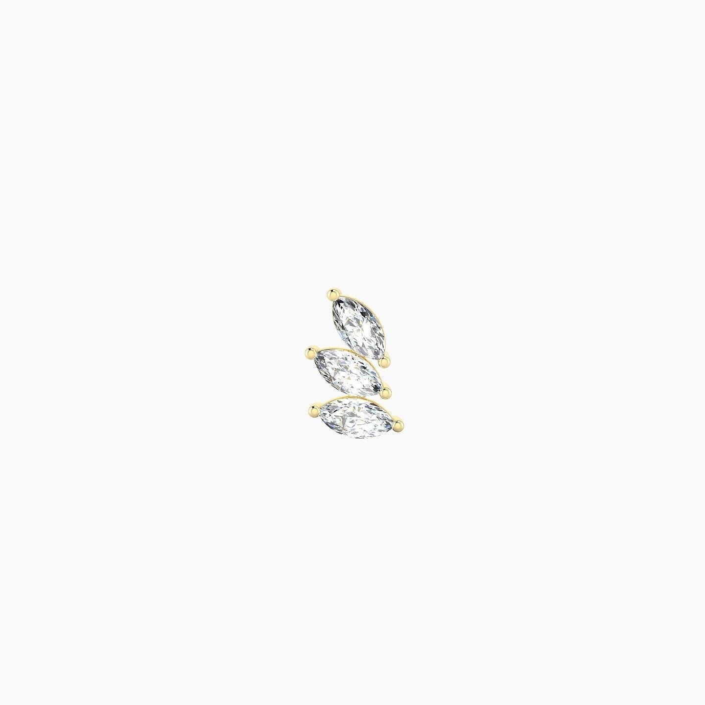 Melia | 18k Yellow Gold 5.5 mm Trilogy Diamond Right Earring