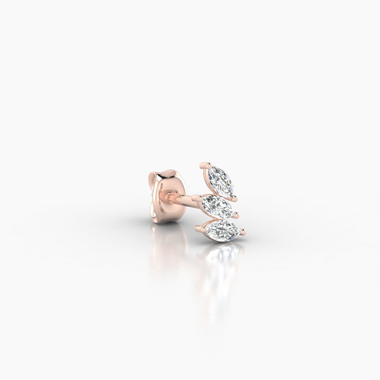 Melia | 18k Rose Gold 5.5 mm Trilogy Diamond Right Earring