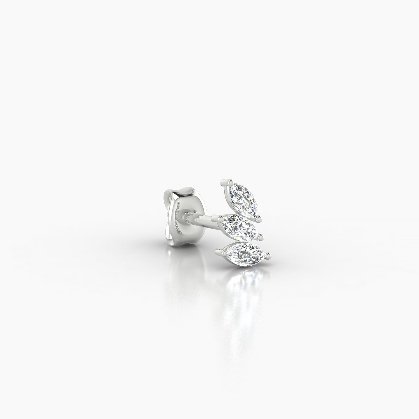 Melia | 18k White Gold 5.5 mm Trilogy Diamond Right Earring