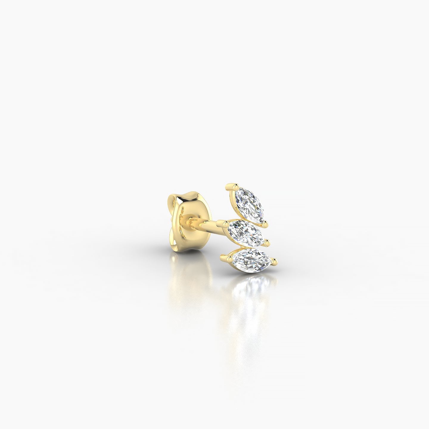 Melia | 18k Yellow Gold 5.5 mm Trilogy Diamond Right Earring