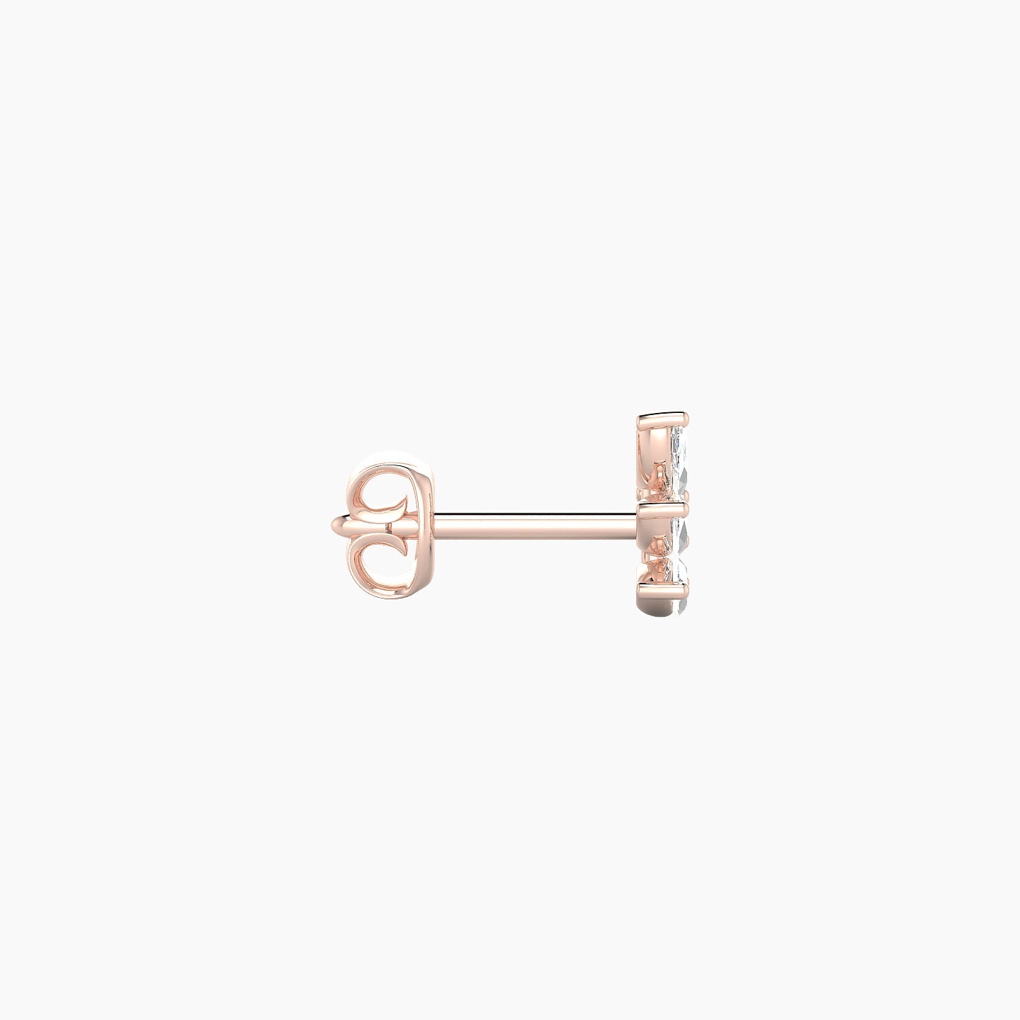 Melia | 18k Rose Gold 5.5 mm Trilogy Diamond Right Earring