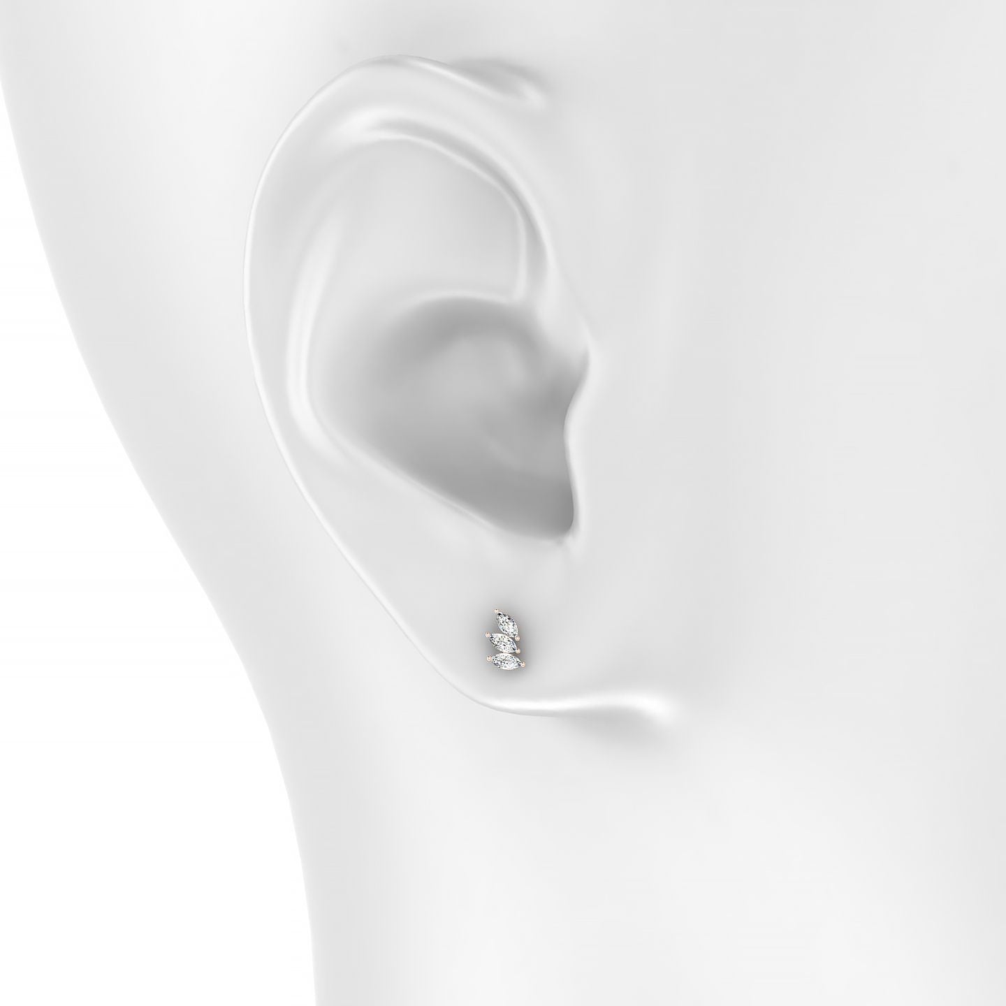 Melia | 18k Rose Gold 5.5 mm Trilogy Diamond Right Earring