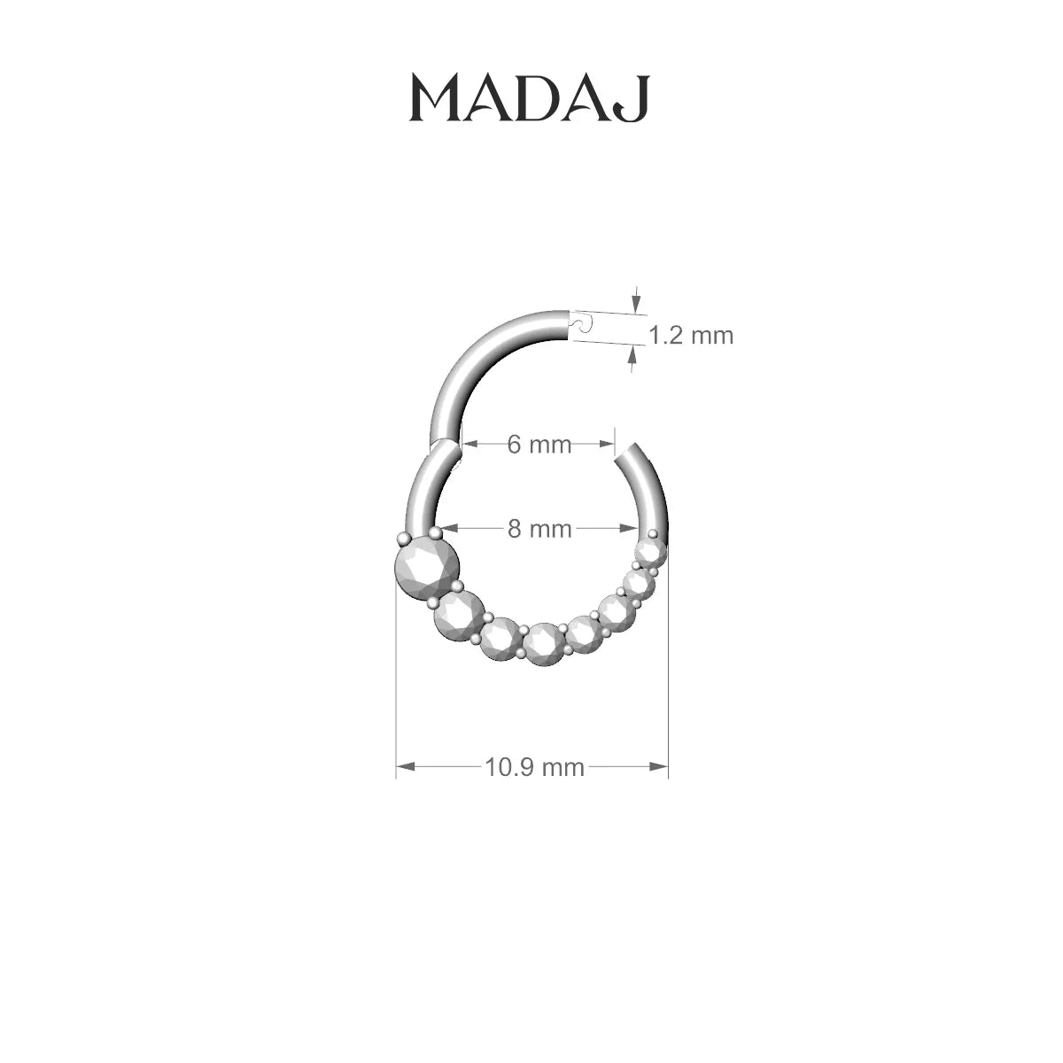 Mily | 18k Rose Gold 8 mm Diamond Daith Piercing