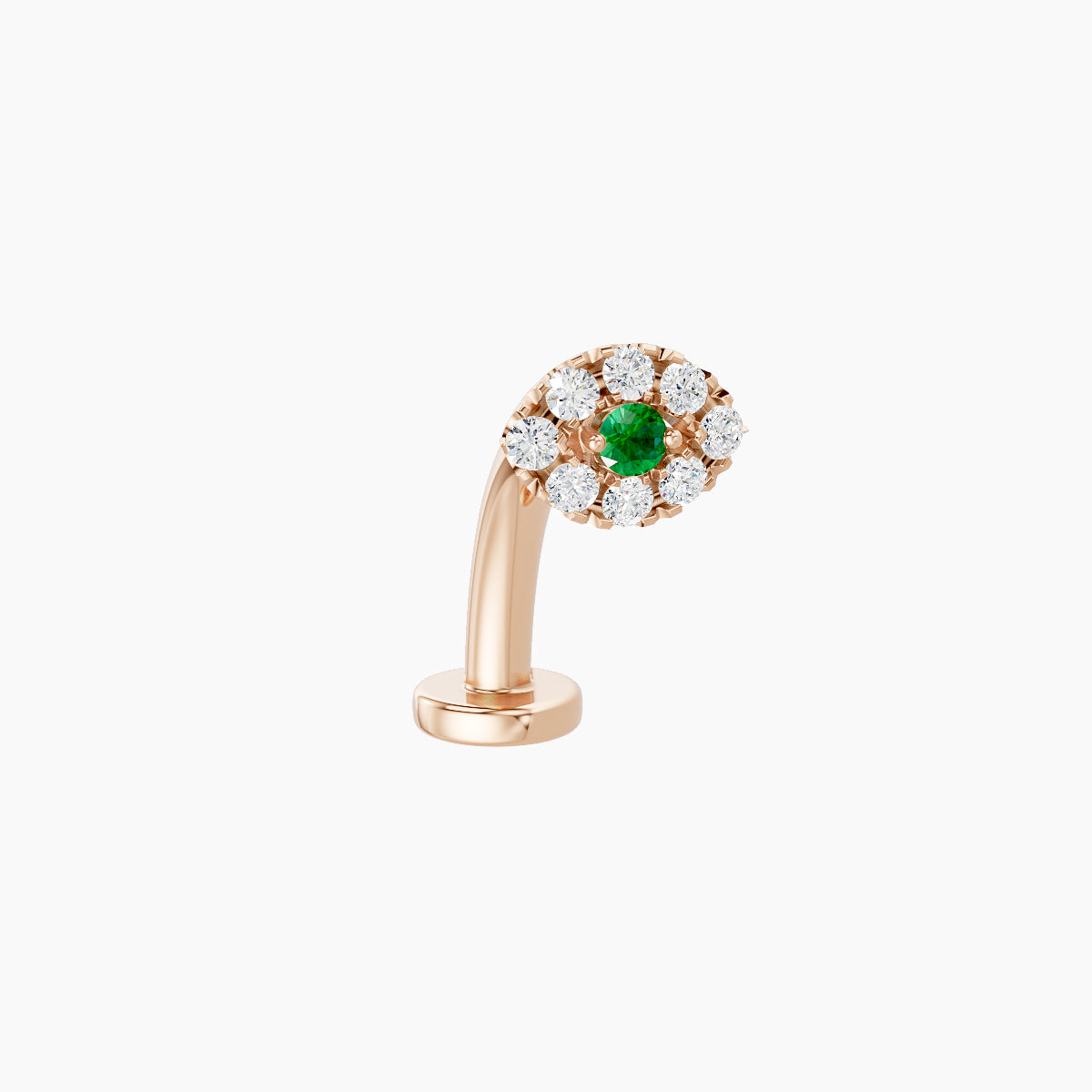 Minerva | 18k Rose Gold 10 mm 5.5 mm Eye Emerald & Diamond Floating Navel Piercing