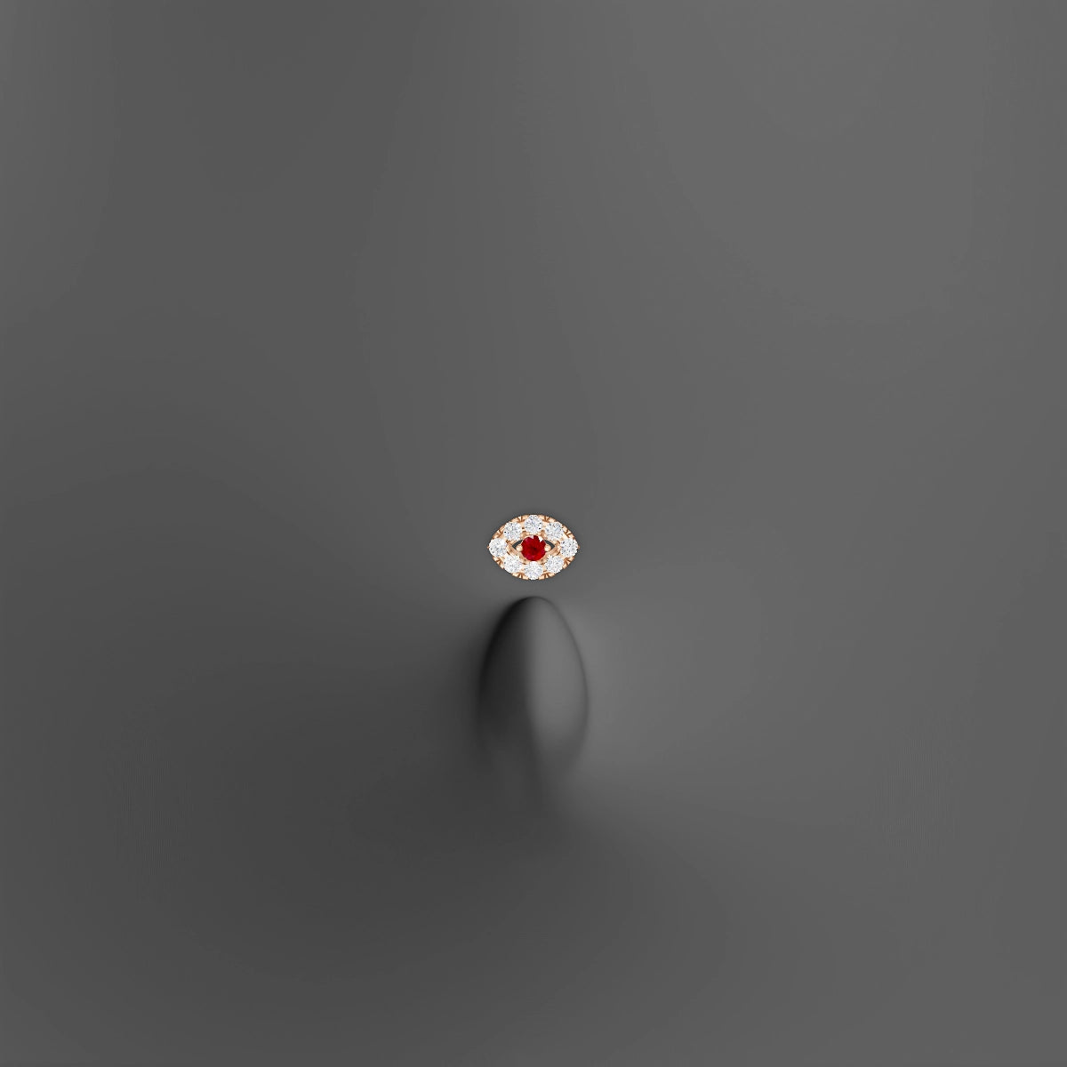 Minerva | 18k Rose Gold 10 mm 5.5 mm Eye Ruby & Diamond Floating Navel Piercing