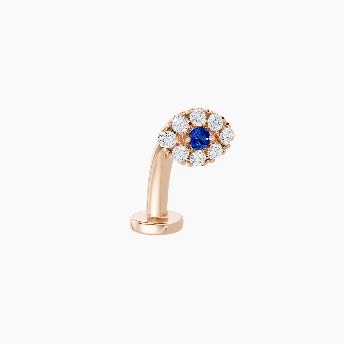 Minerva | 18k Rose Gold 10 mm 5.5 mm Eye Sapphire & Diamond Floating Navel Piercing