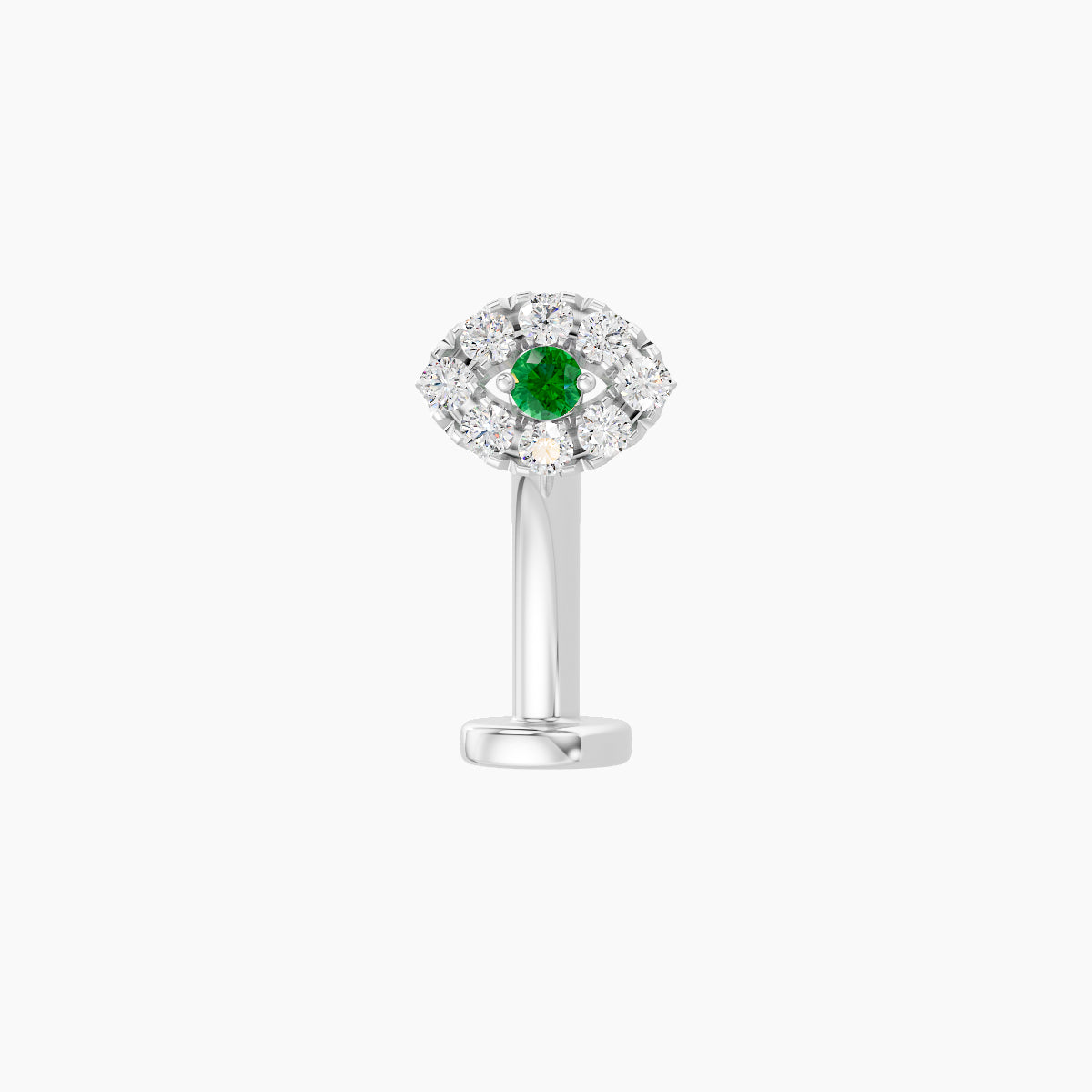 Minerva | 18k White Gold 10 mm 5.5 mm Eye Emerald & Diamond Floating Navel Piercing