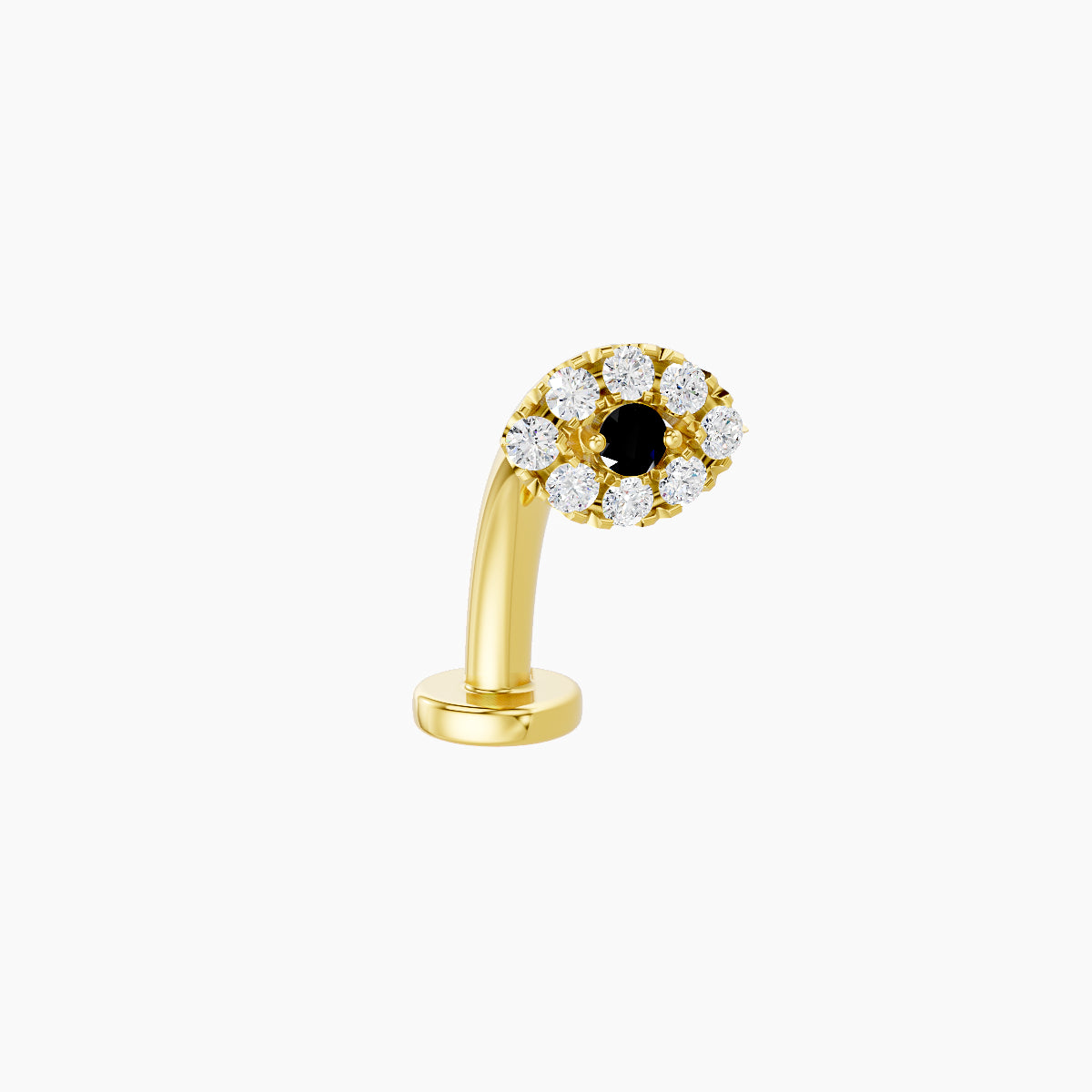 Minerva | 18k Yellow Gold 10 mm 5.5 mm Eye Black Diamond & Diamond Floating Navel Piercing