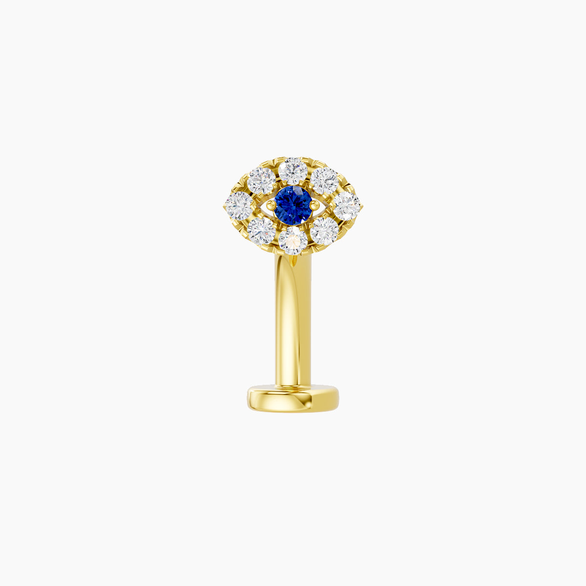 Minerva | 18k Yellow Gold 10 mm 5.5 mm Eye Sapphire & Diamond Floating Navel Piercing
