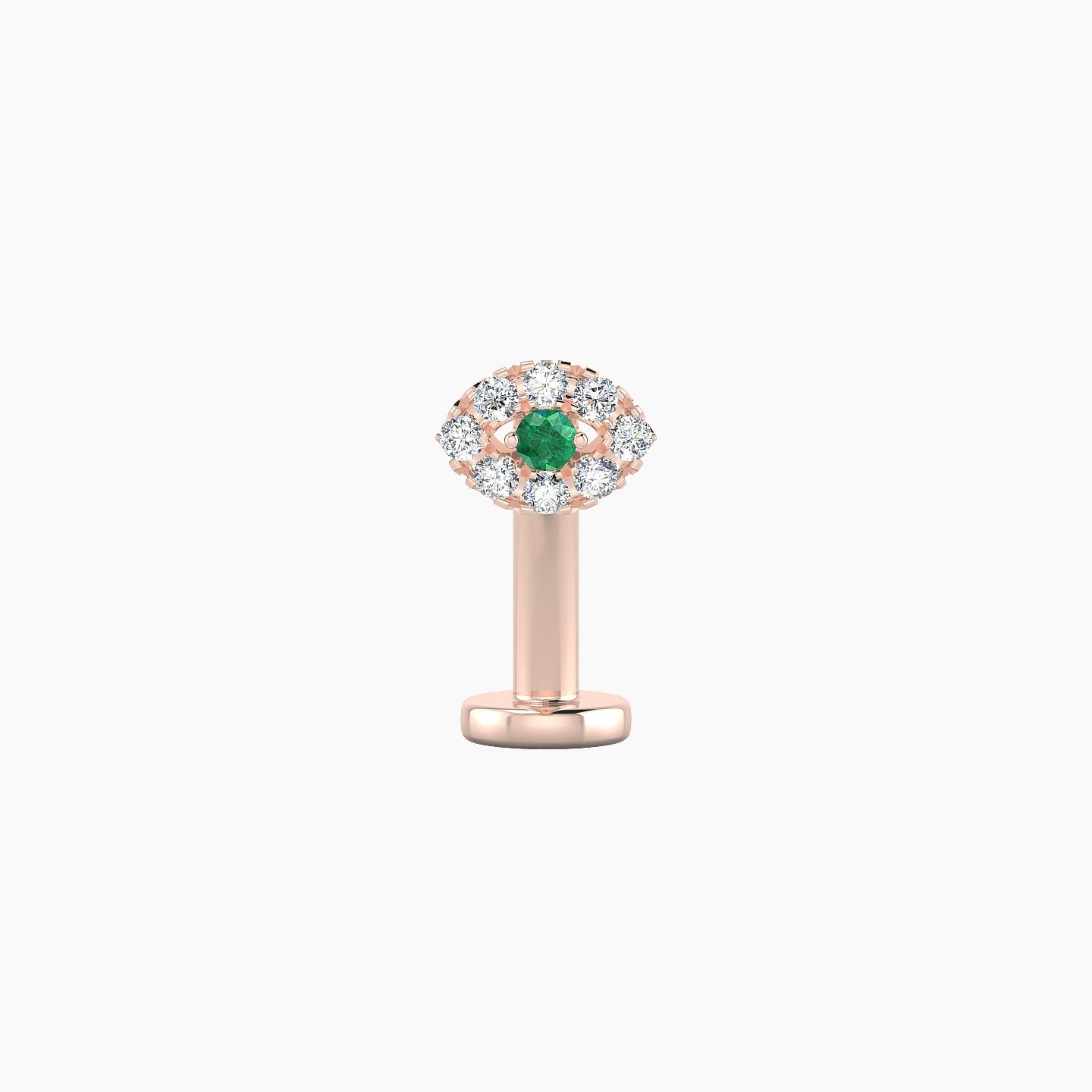 Minerva | 18k Rose Gold 10 mm 5.5 mm Eye Emerald & Diamond Floating Navel Piercing
