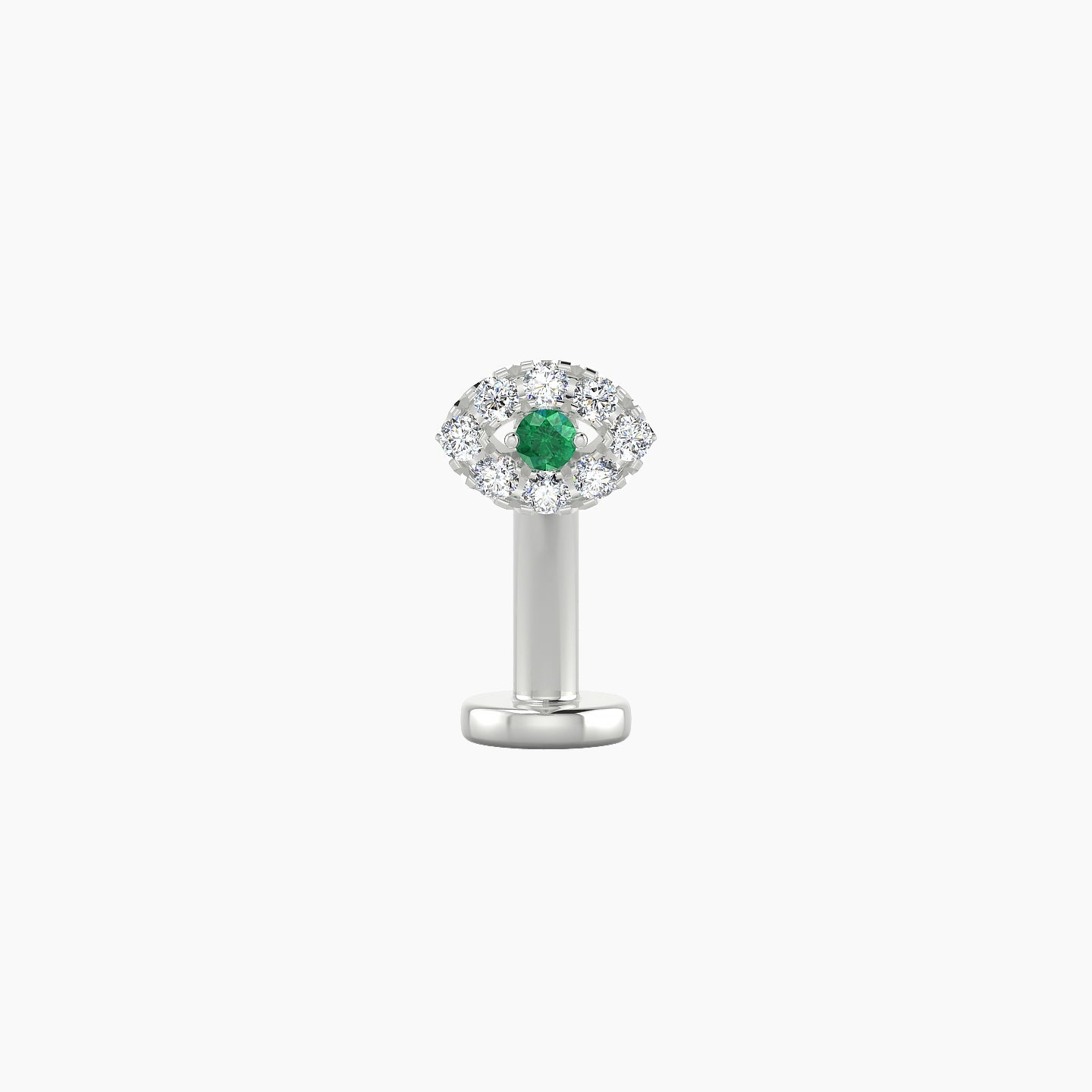 Minerva | 18k White Gold 10 mm 5.5 mm Eye Emerald & Diamond Floating Navel Piercing