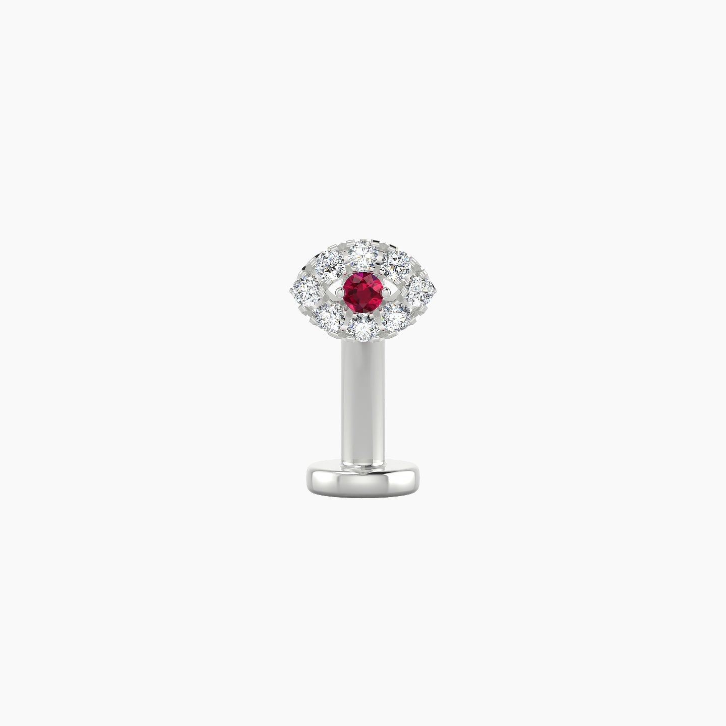 Minerva | 18k White Gold 10 mm 5.5 mm Eye Ruby & Diamond Floating Navel Piercing