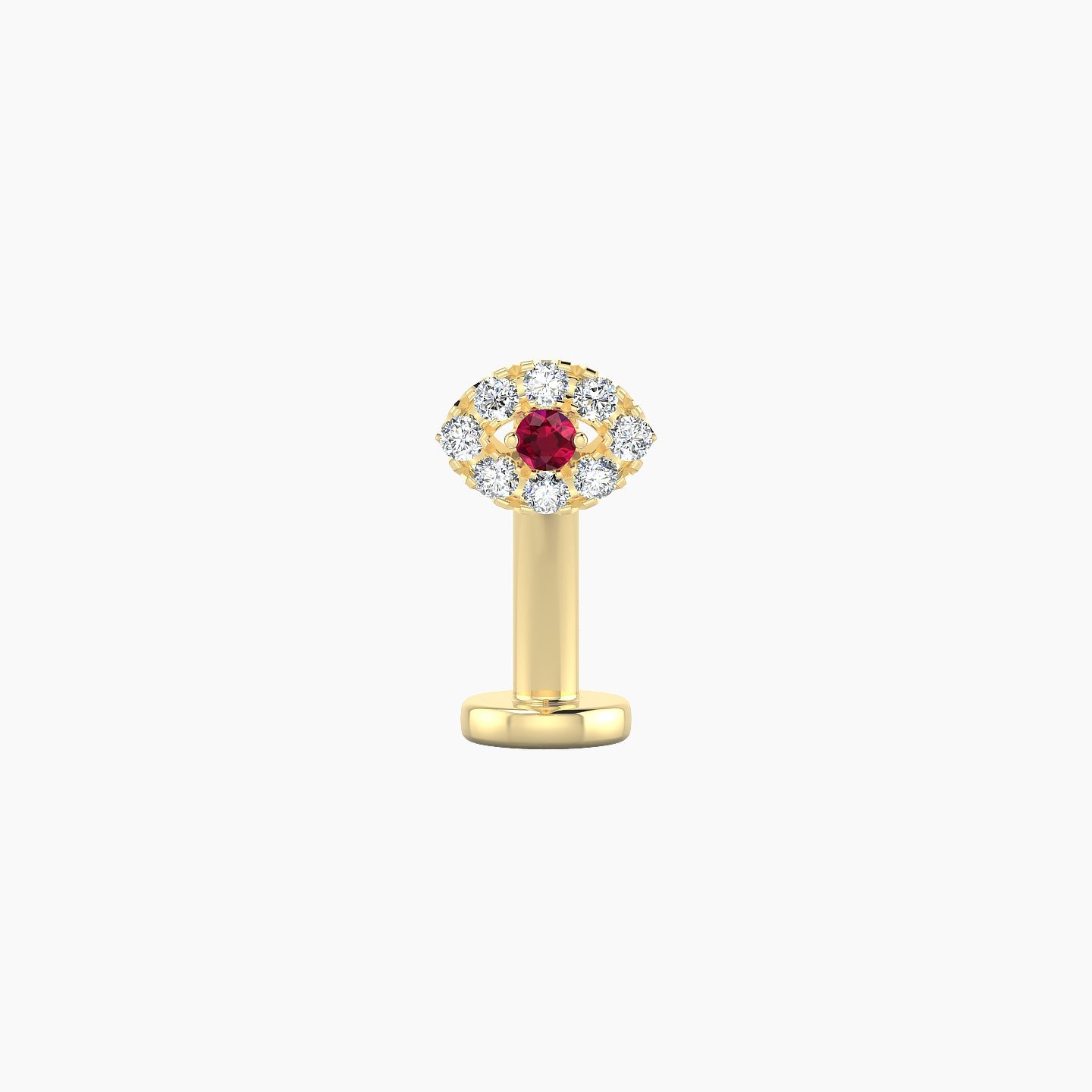 Minerva | 18k Yellow Gold 10 mm 5.5 mm Eye Ruby & Diamond Floating Navel Piercing