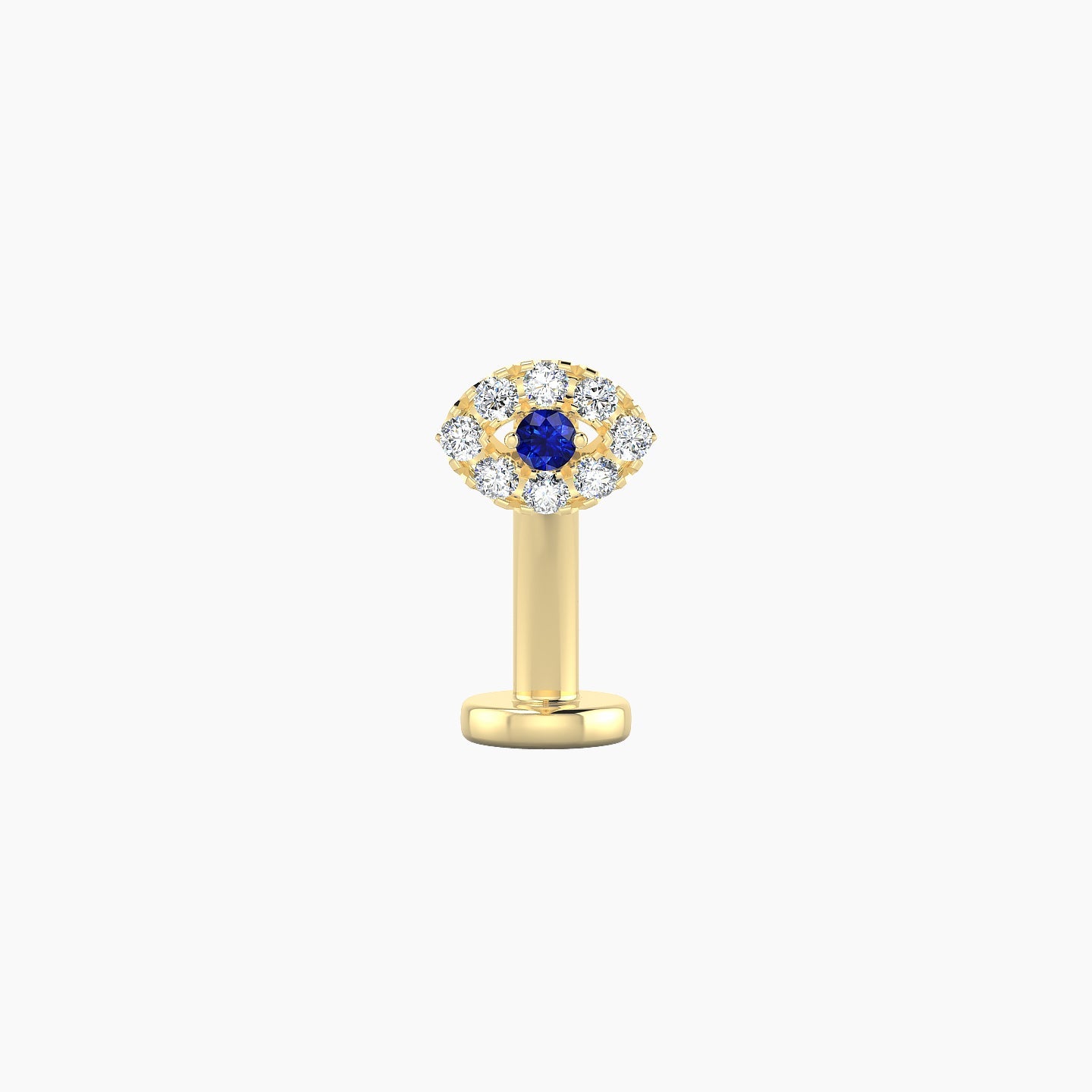 Minerva | 18k Yellow Gold 10 mm 5.5 mm Eye Sapphire & Diamond Floating Navel Piercing