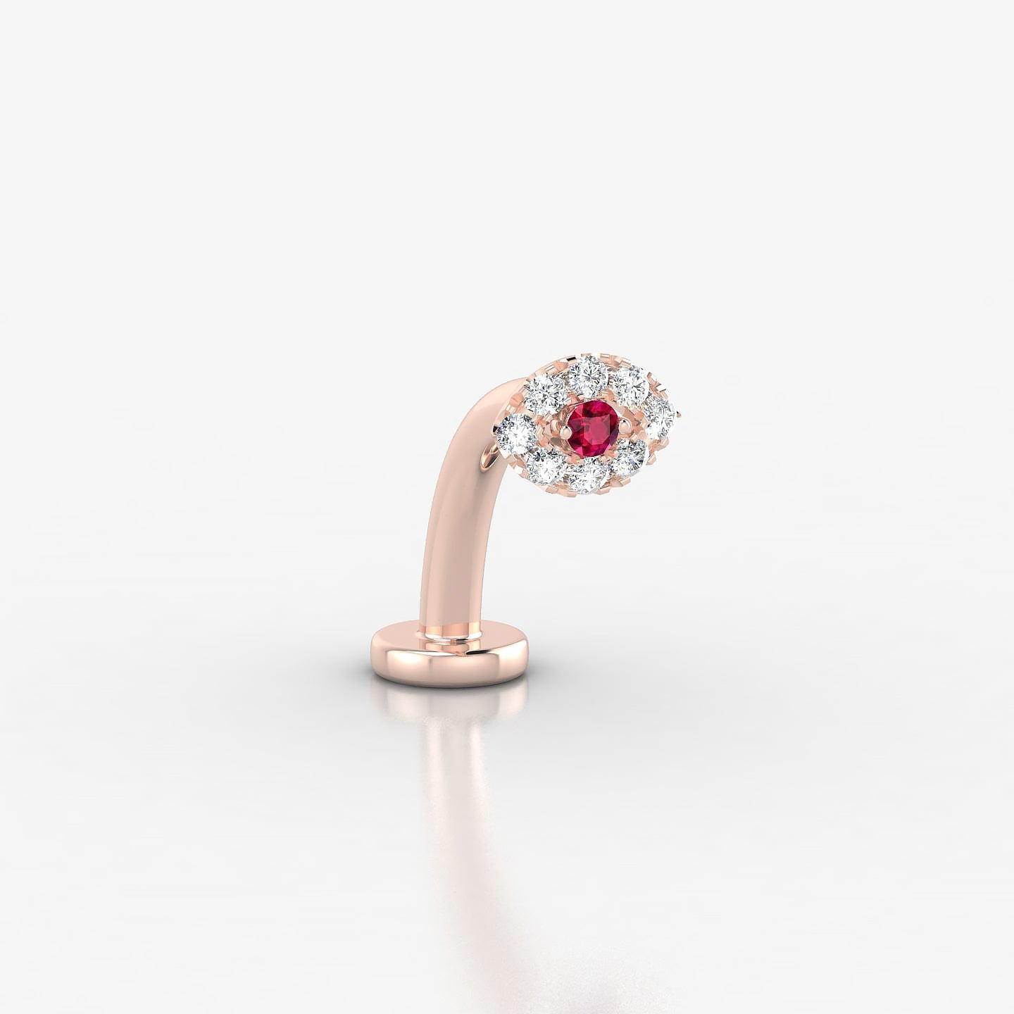 Minerva | 18k Rose Gold 10 mm 5.5 mm Eye Ruby & Diamond Floating Navel Piercing