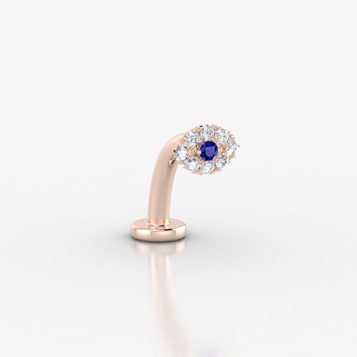 Minerva | 18k Rose Gold 10 mm 5.5 mm Eye Sapphire & Diamond Floating Navel Piercing