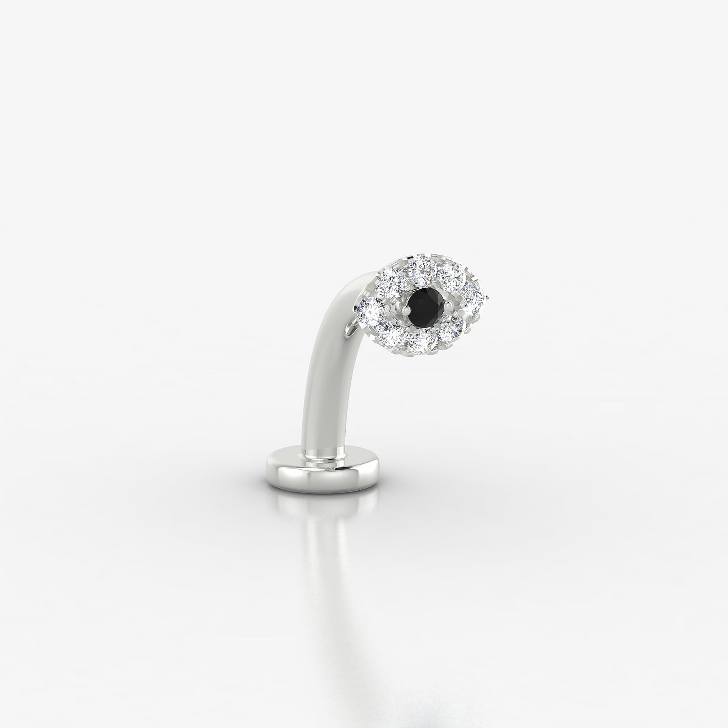 Minerva | 18k White Gold 10 mm 5.5 mm Eye Black Diamond & Diamond Floating Navel Piercing