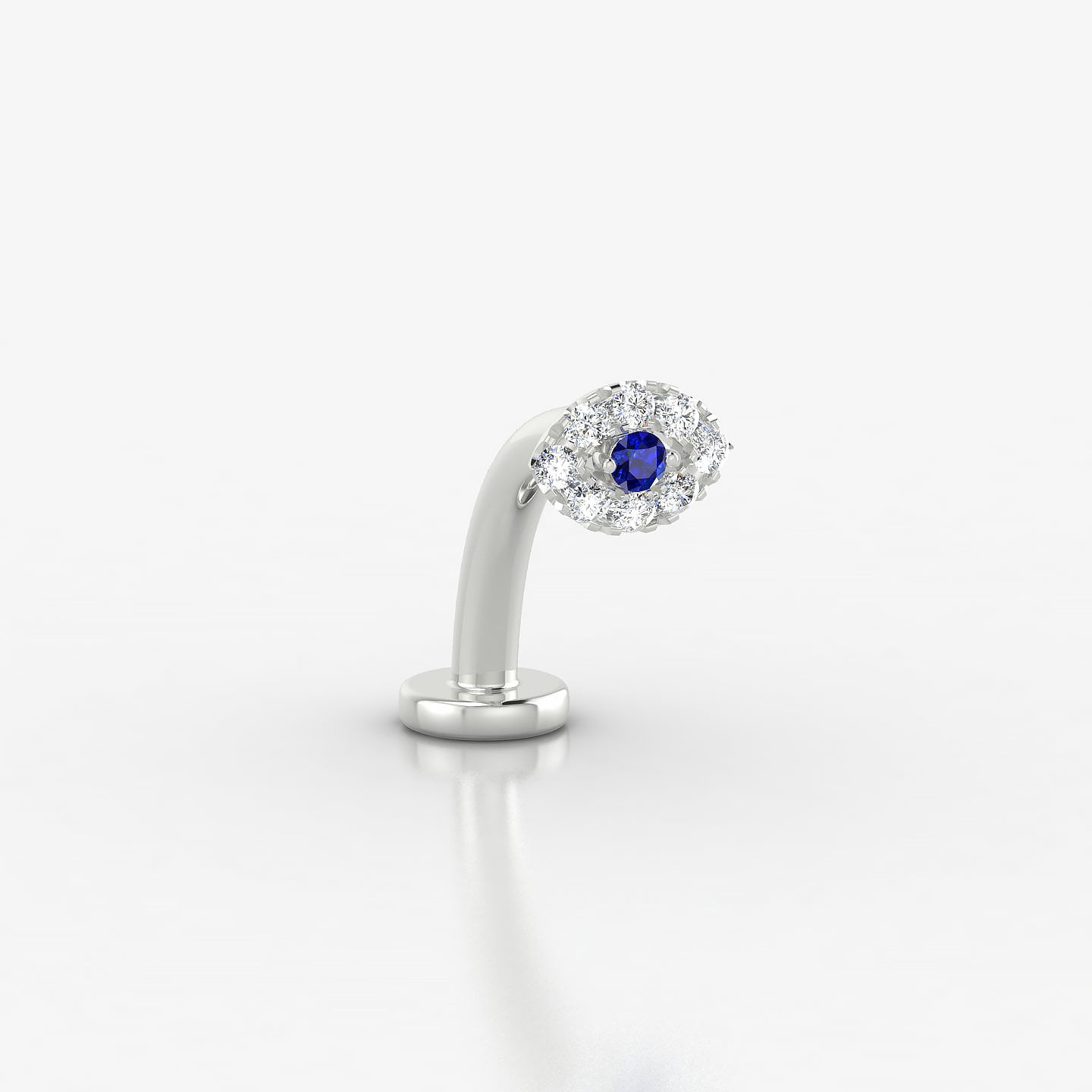 Minerva | 18k White Gold 10 mm 5.5 mm Eye Sapphire & Diamond Floating Navel Piercing