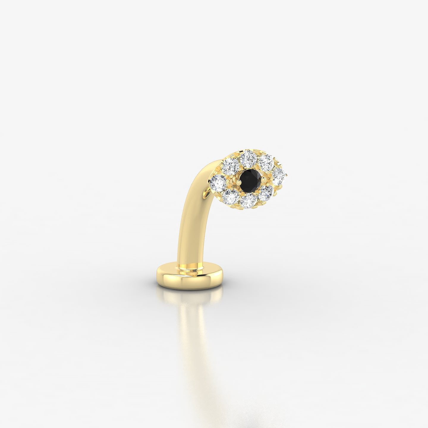 Minerva | 18k Yellow Gold 10 mm 5.5 mm Eye Black Diamond & Diamond Floating Navel Piercing