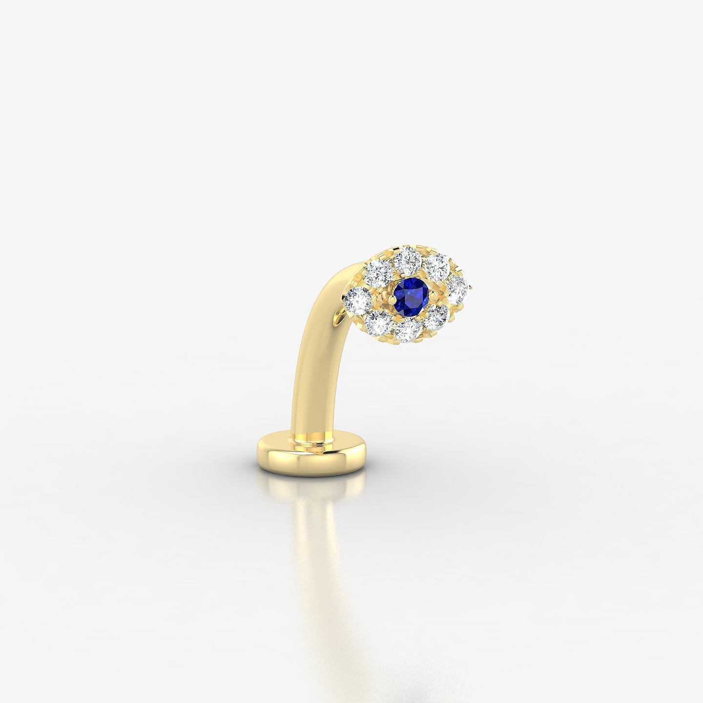 Minerva | 18k Yellow Gold 10 mm 5.5 mm Eye Sapphire & Diamond Floating Navel Piercing