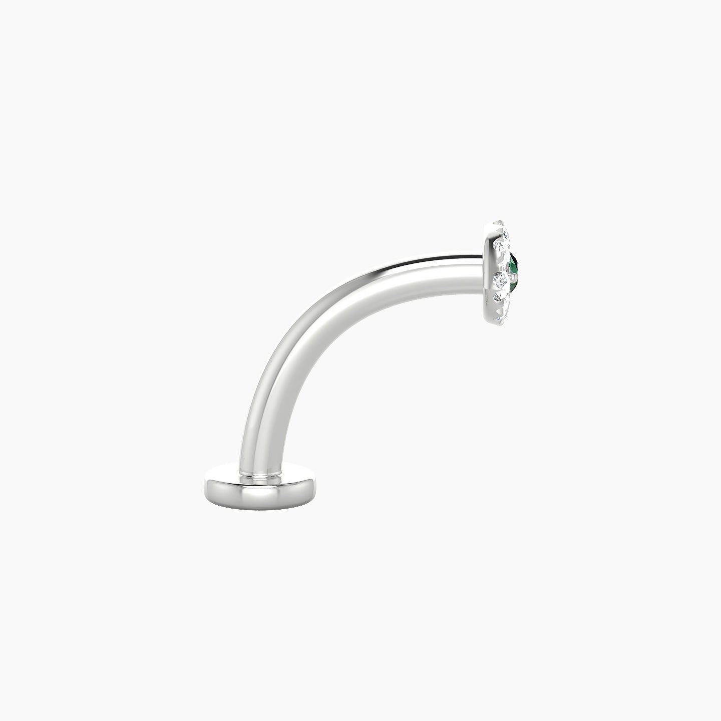 Minerva | 18k White Gold 10 mm 5.5 mm Eye Emerald & Diamond Floating Navel Piercing