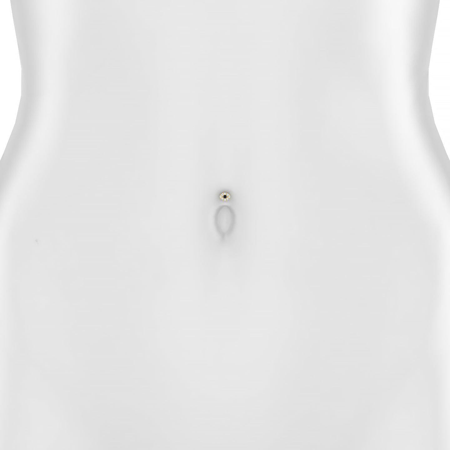 Minerva | 18k Yellow Gold 10 mm 5.5 mm Eye Black Diamond & Diamond Floating Navel Piercing