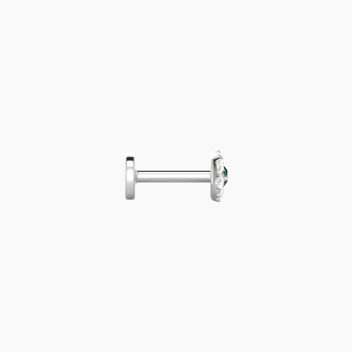 Minerva | 18k White Gold 5 mm 5.5 mm Eye Emerald & Diamond Nose Piercing