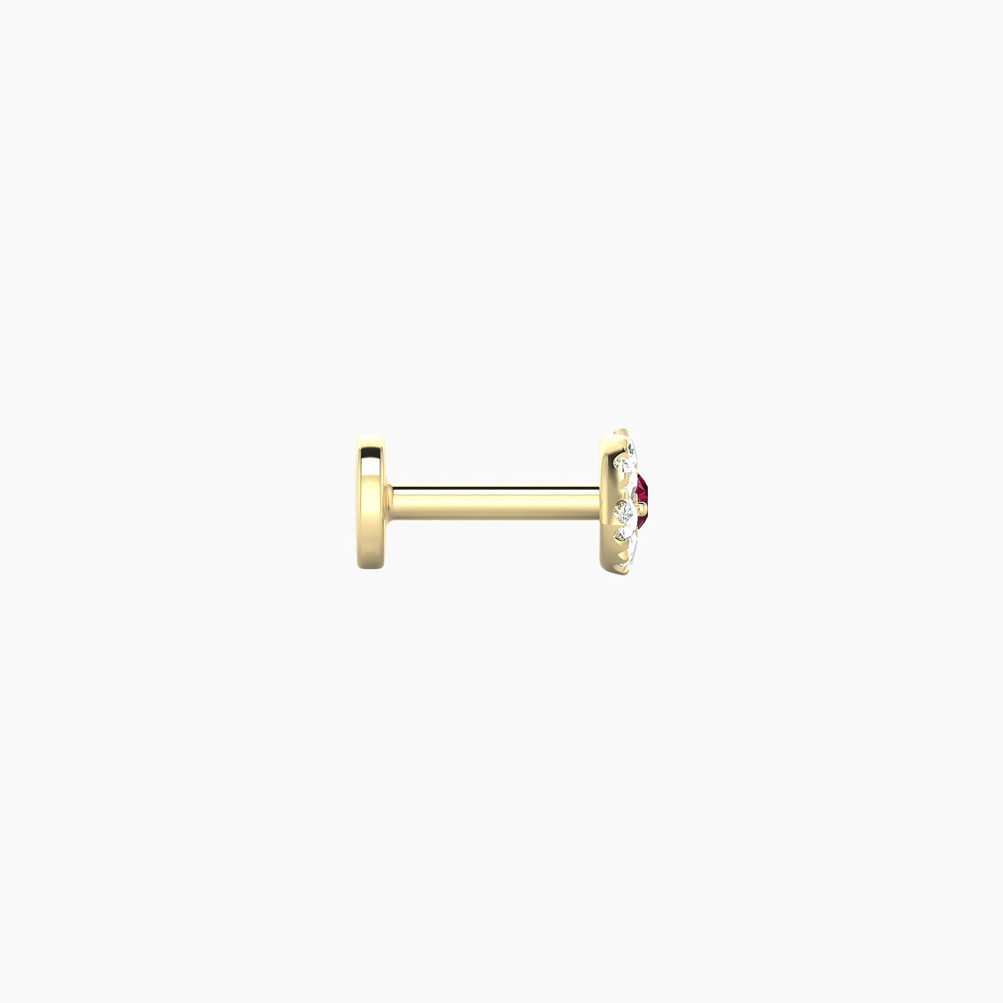 Minerva | 18k Yellow Gold 5 mm 5.5 mm Eye Ruby & Diamond Nose Piercing