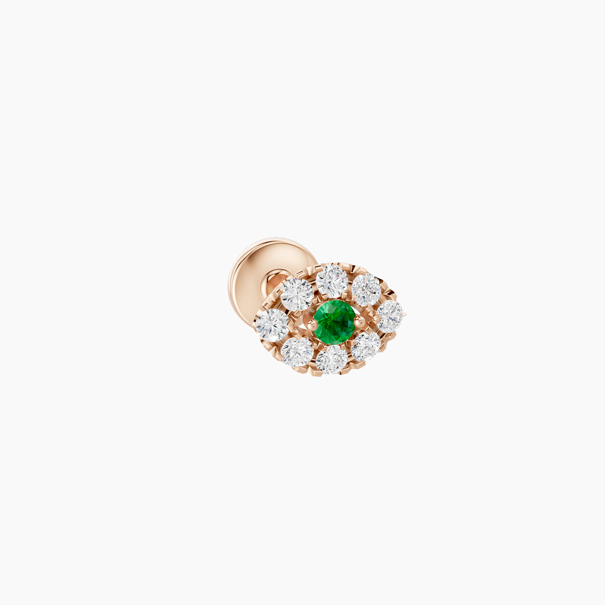 Minerva | 18k Rose Gold 5 mm 5.5 mm Eye Emerald & Diamond Piercing