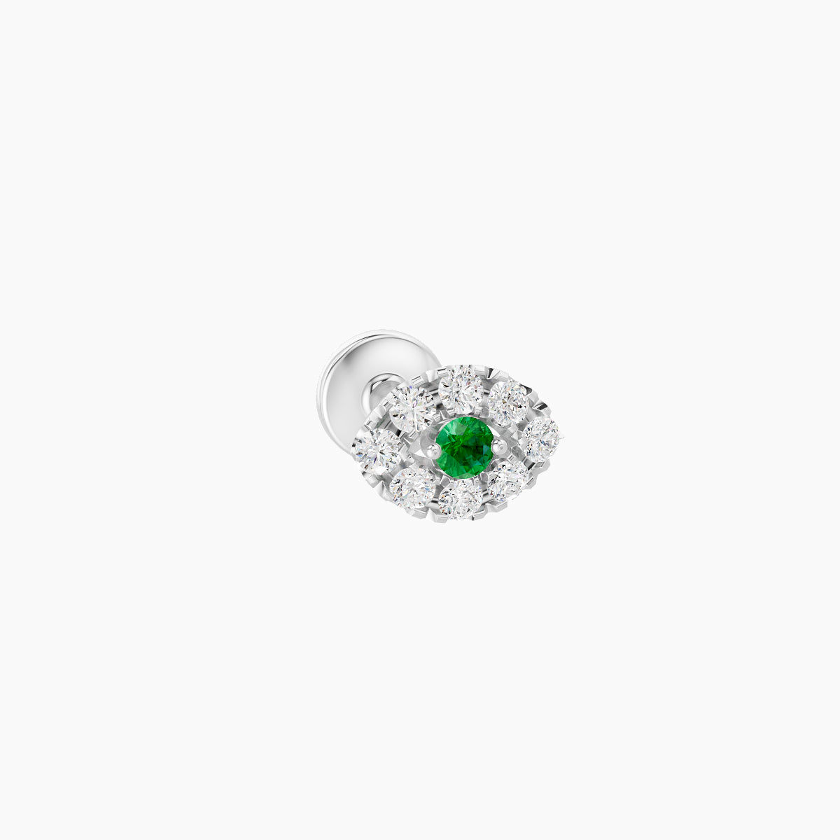 Minerva | 18k White Gold 5 mm 5.5 mm Eye Emerald & Diamond Piercing