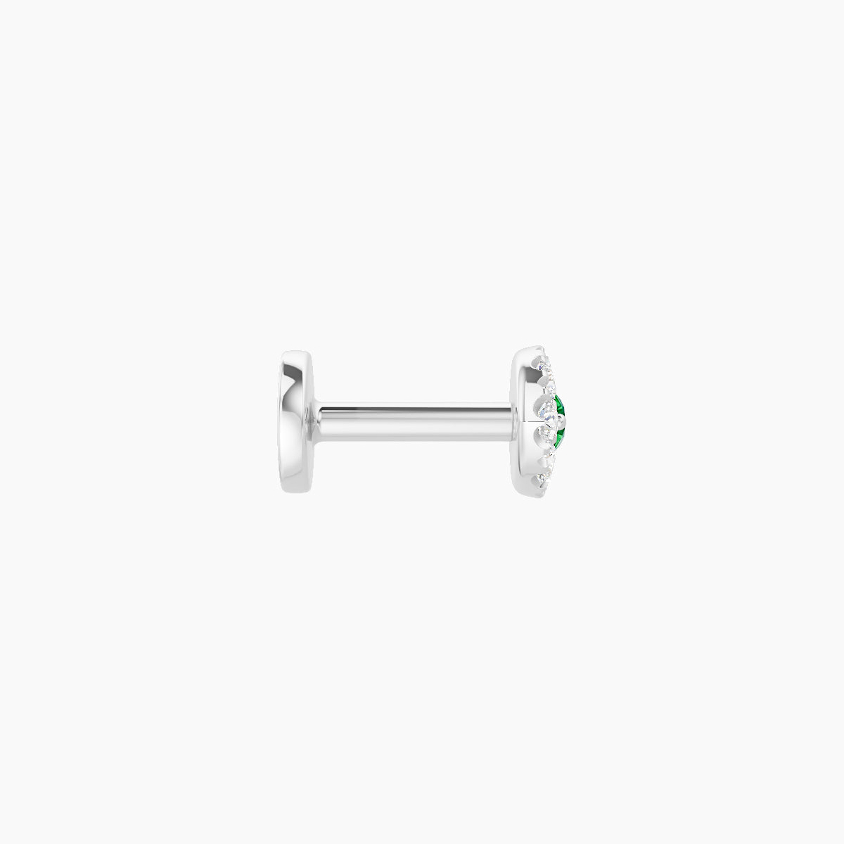 Minerva | 18k White Gold 5 mm 5.5 mm Eye Emerald & Diamond Piercing