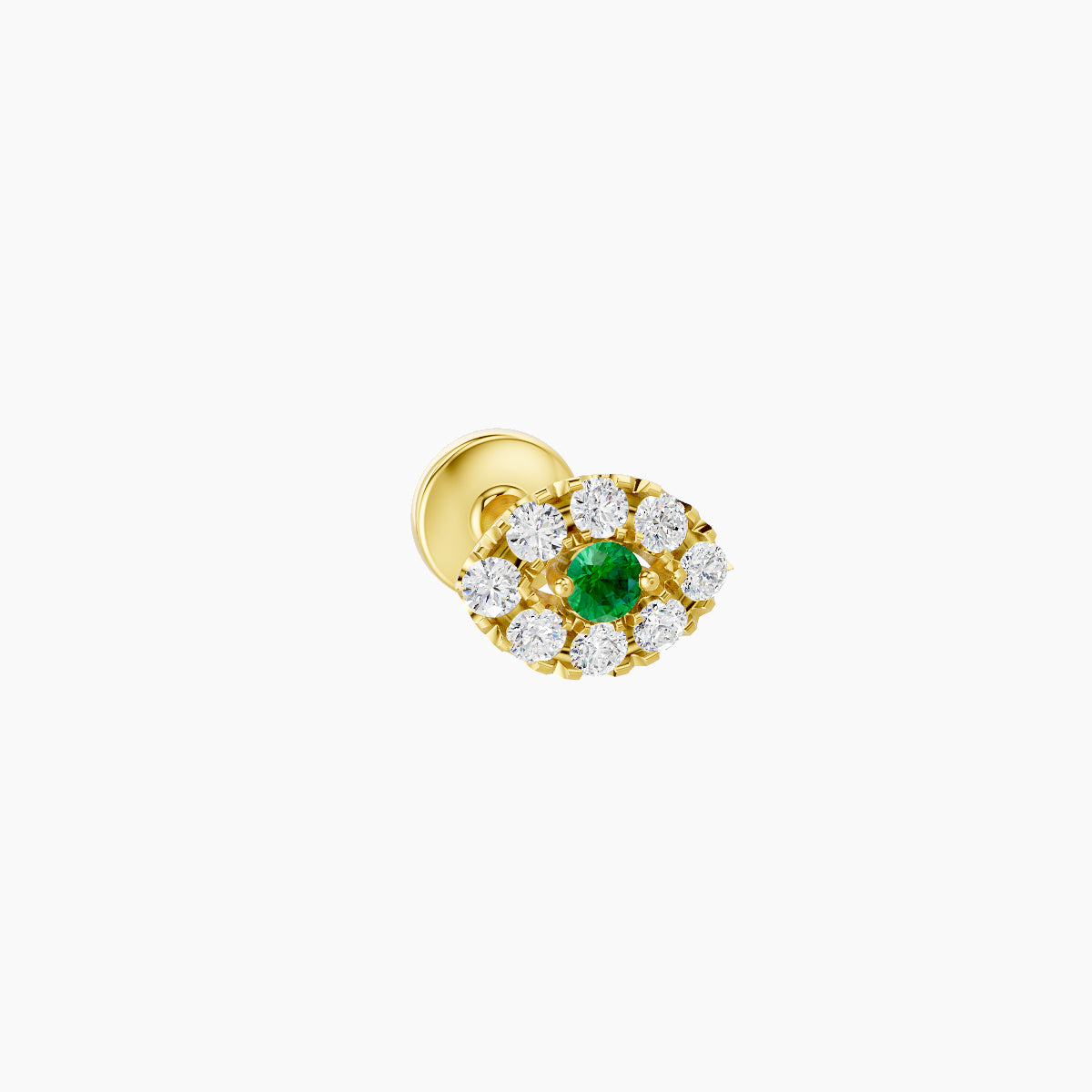 Minerva | 18k Yellow Gold 5 mm 5.5 mm Eye Emerald & Diamond Piercing