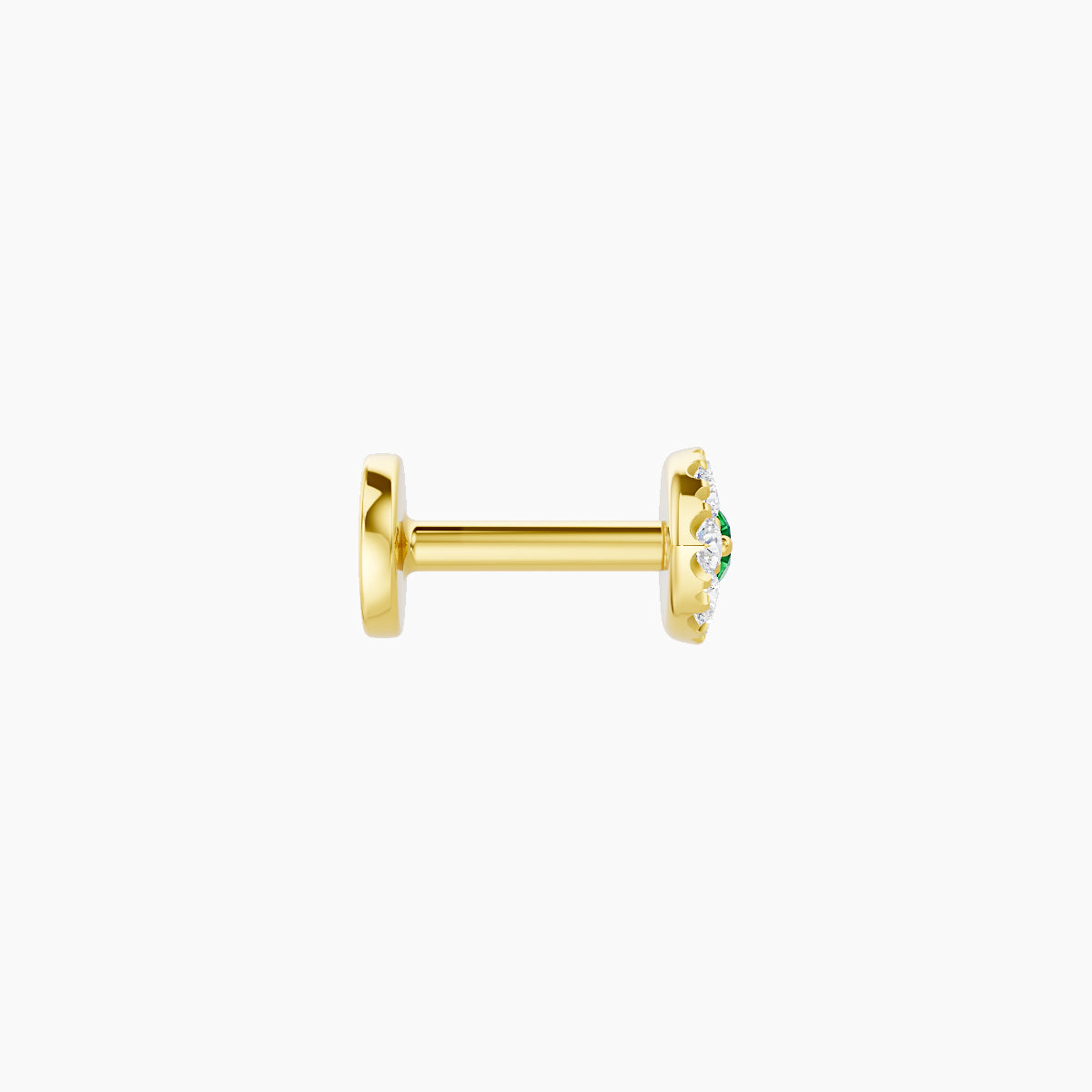 Minerva | 18k Yellow Gold 5 mm 5.5 mm Eye Emerald & Diamond Piercing