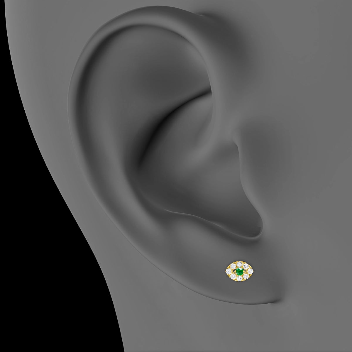 Minerva | 18k Yellow Gold 5 mm 5.5 mm Eye Emerald & Diamond Piercing