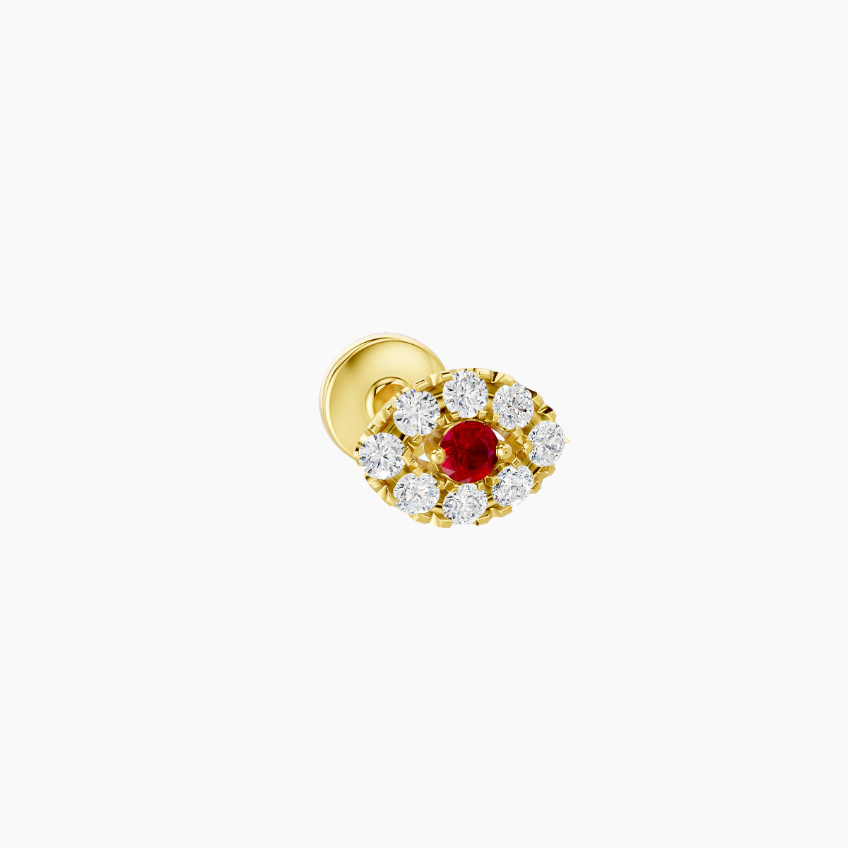 Minerva | 18k Yellow Gold 5 mm 5.5 mm Eye Ruby & Diamond Piercing