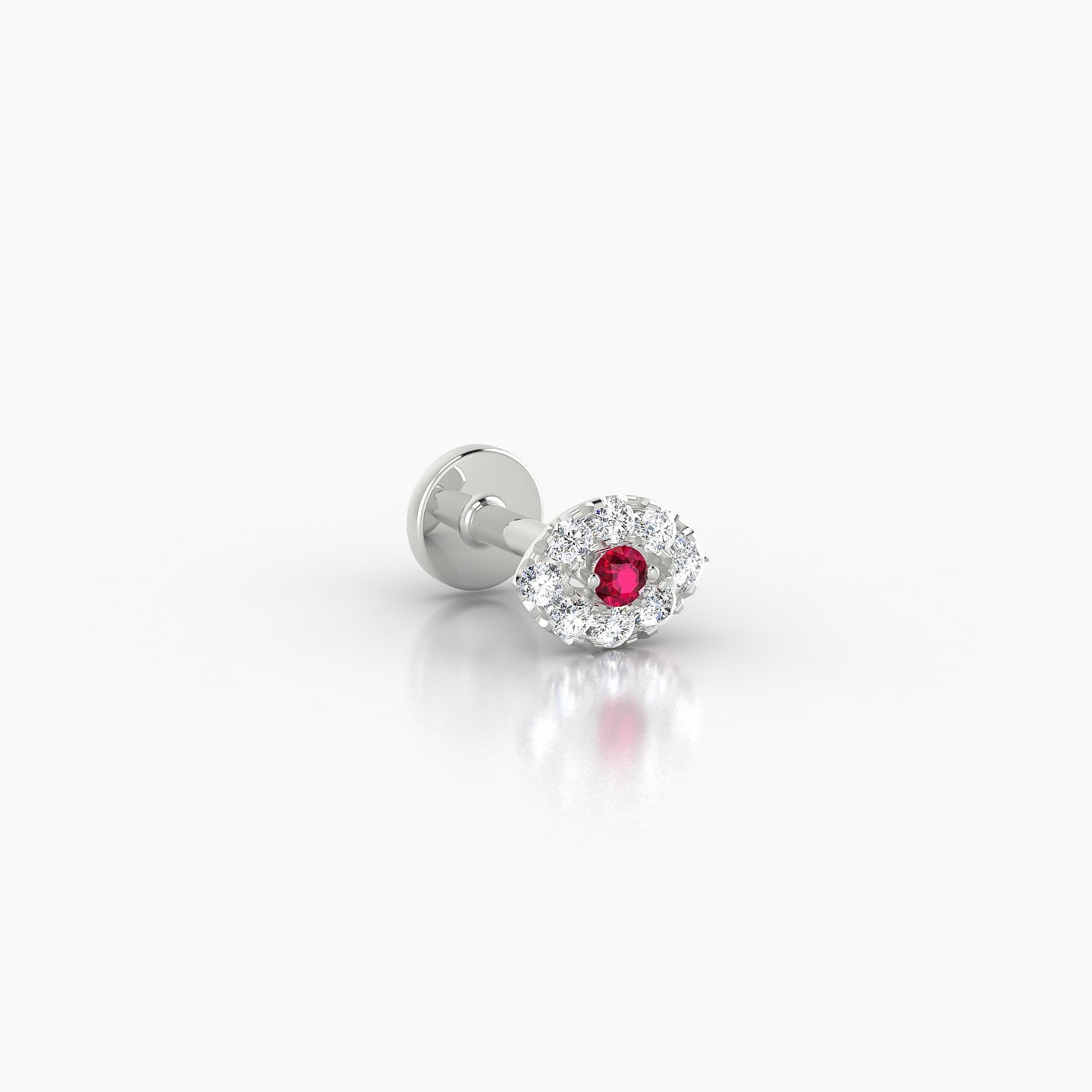 Minerva | 18k White Gold 5 mm 5.5 mm Eye Ruby & Diamond Piercing