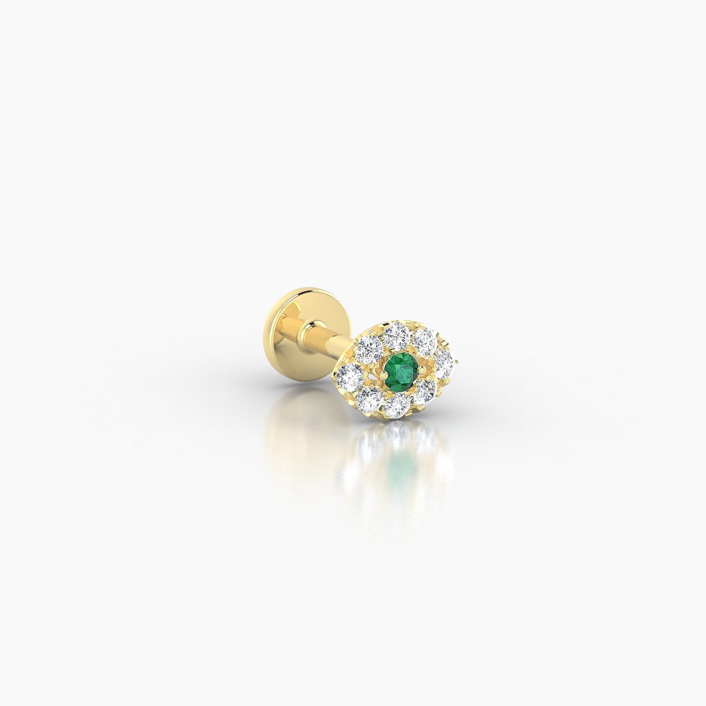 Minerva | 18k Yellow Gold 5 mm 5.5 mm Eye Emerald & Diamond Piercing