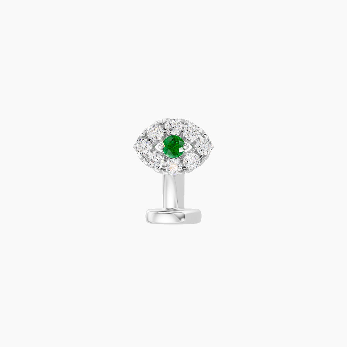 Minerva | 18k White Gold 6 mm 5.5 mm Eye Emerald & Diamond Floating Navel Piercing