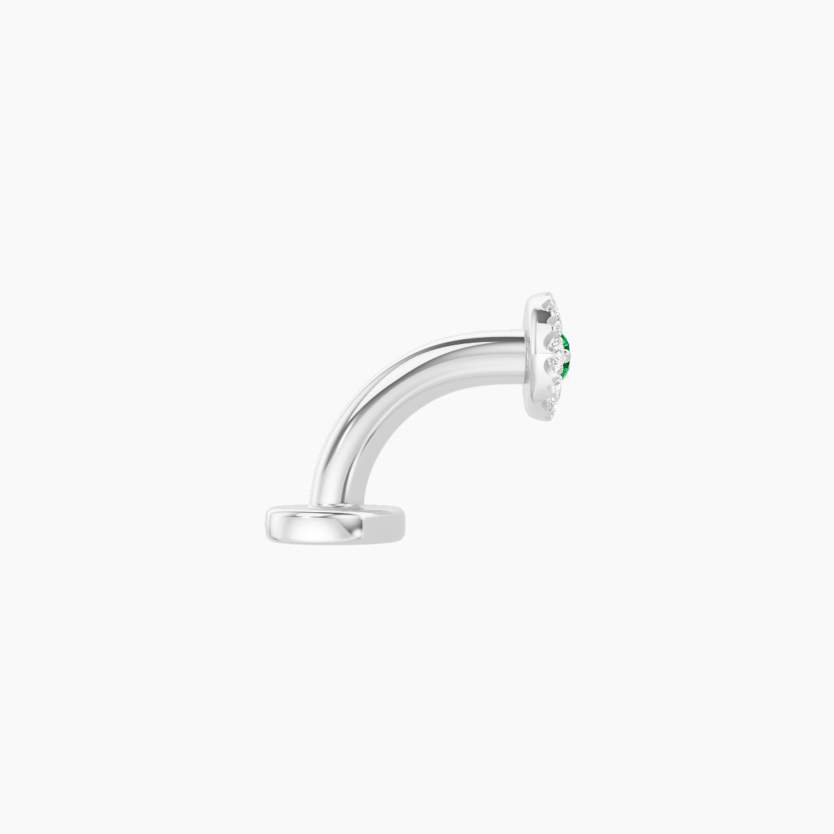 Minerva | 18k White Gold 6 mm 5.5 mm Eye Emerald & Diamond Floating Navel Piercing