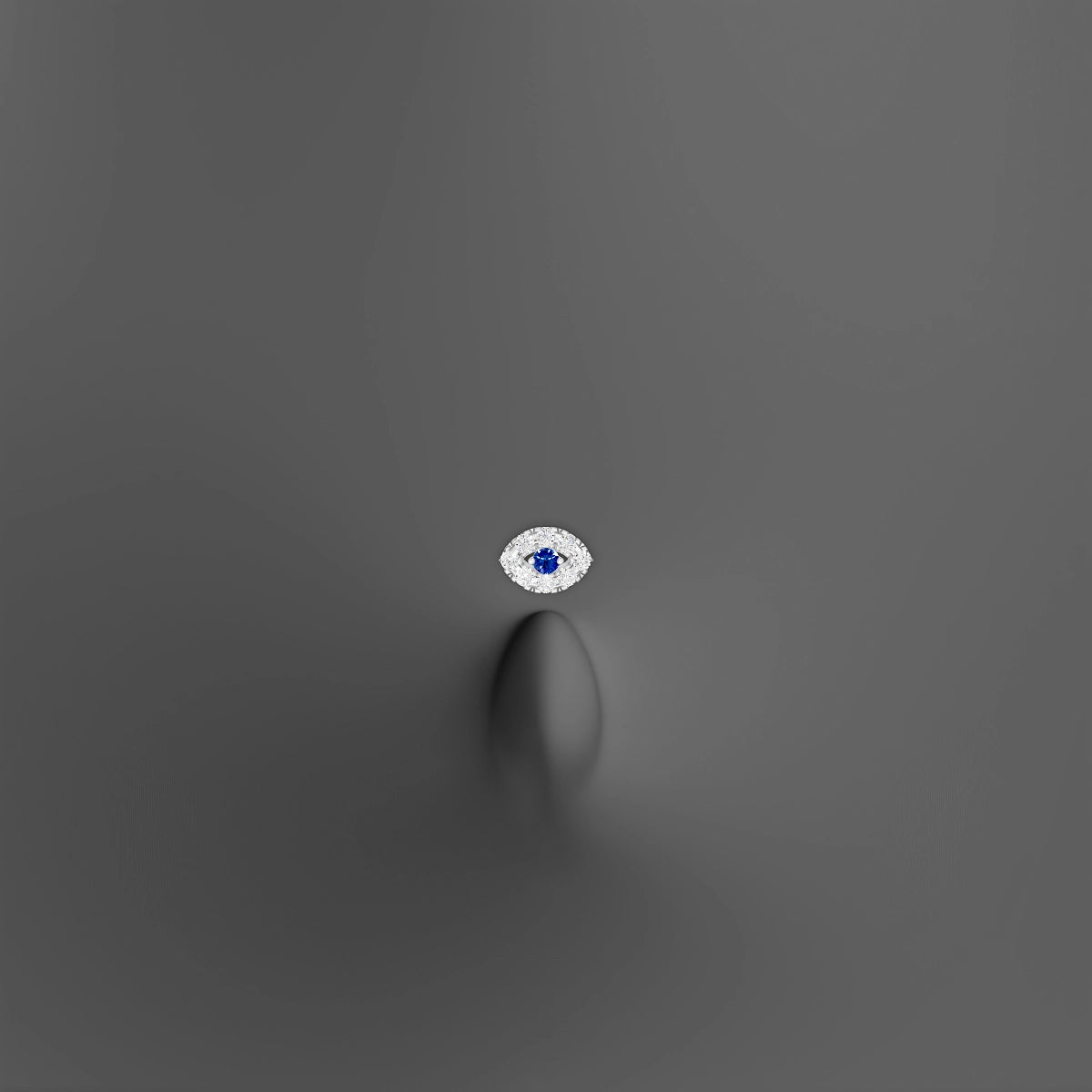 Minerva | 18k White Gold 6 mm 5.5 mm Eye Sapphire & Diamond Floating Navel Piercing
