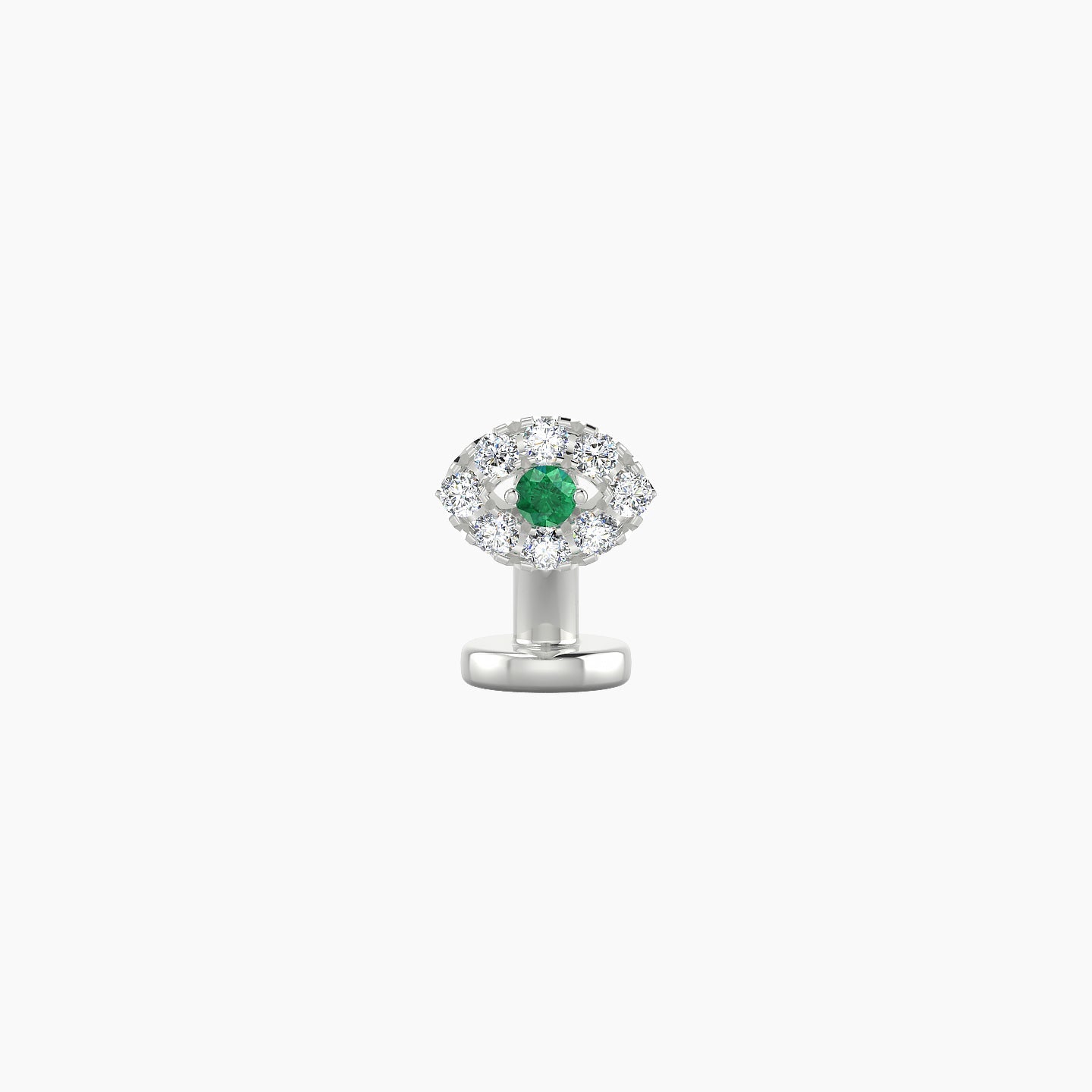 Minerva | 18k White Gold 6 mm 5.5 mm Eye Emerald & Diamond Floating Navel Piercing