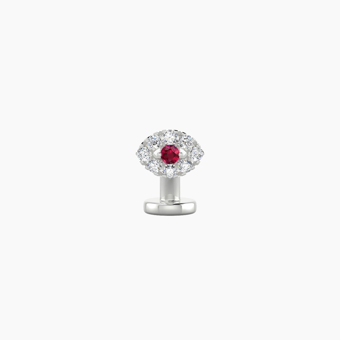 Minerva | 18k White Gold 6 mm 5.5 mm Eye Ruby & Diamond Floating Navel Piercing